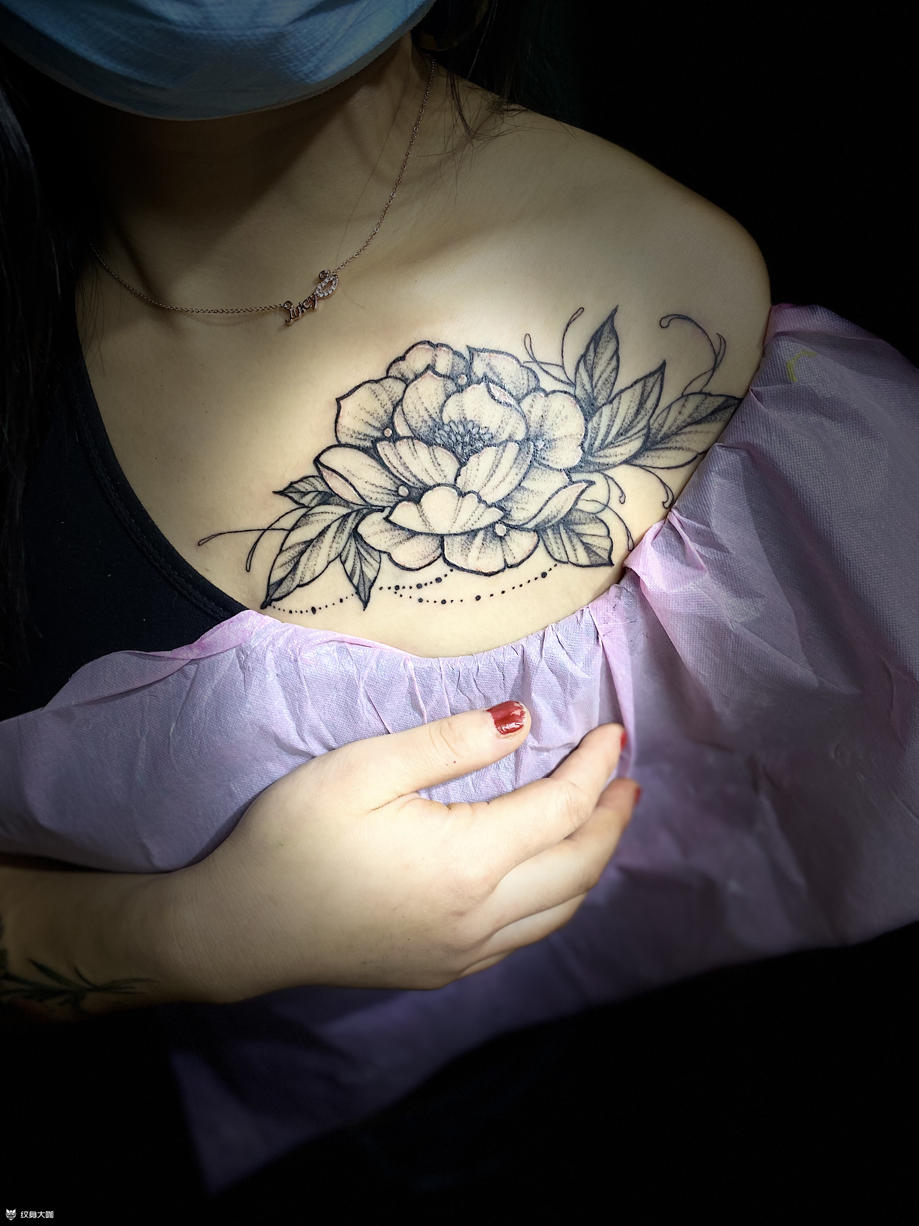 胸口素花_纹身图案手稿图片_帝易总师父的纹身作品集