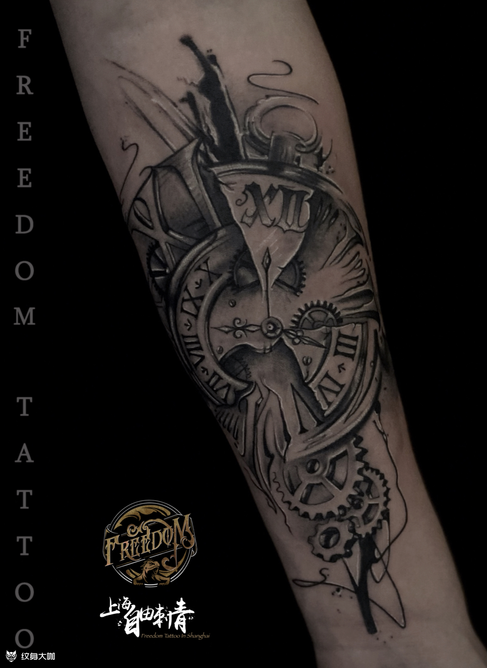 时钟_纹身图案手稿图片_自由的纹身作品集