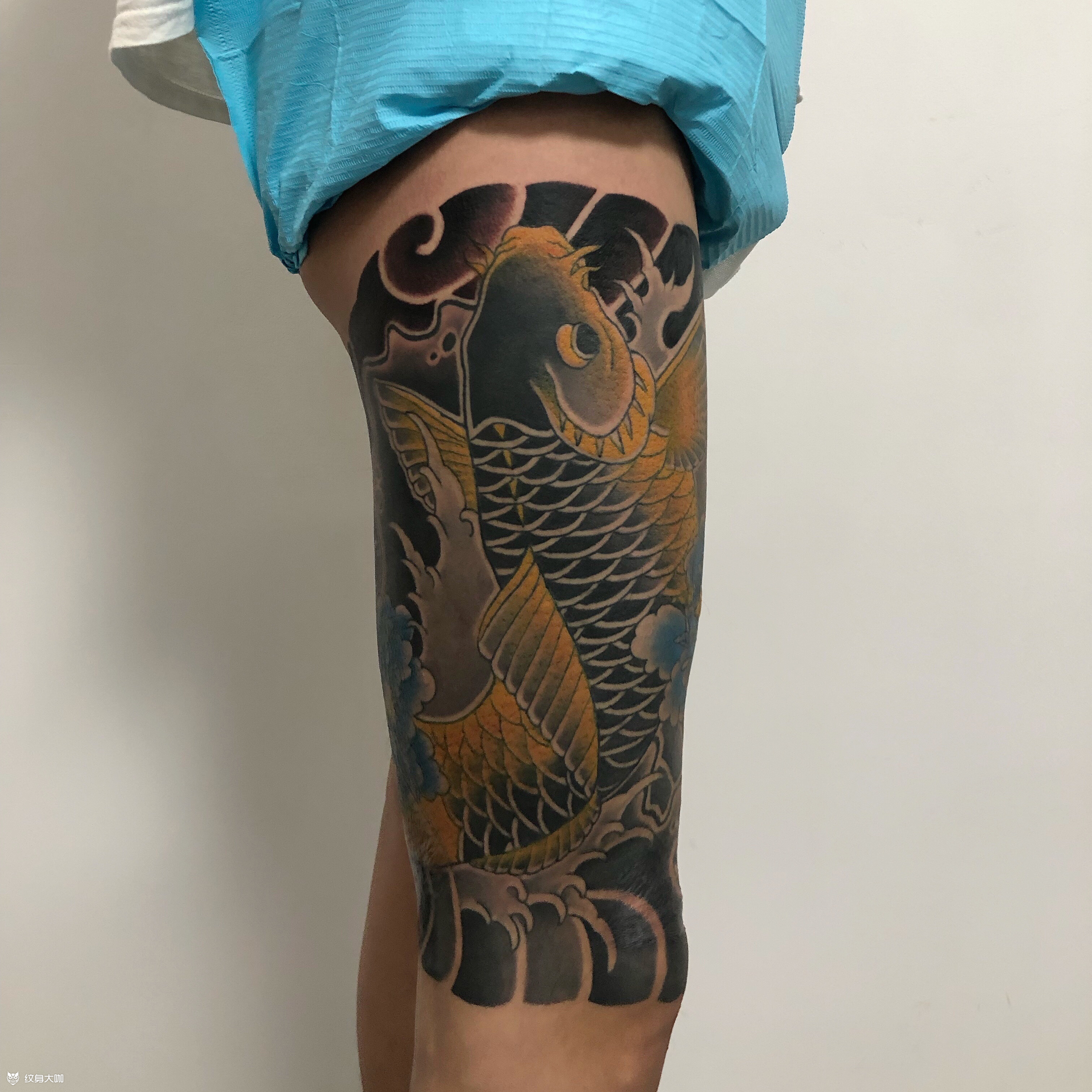 鲤鱼牡丹花_纹身图案手稿图片_李炎的纹身作品集