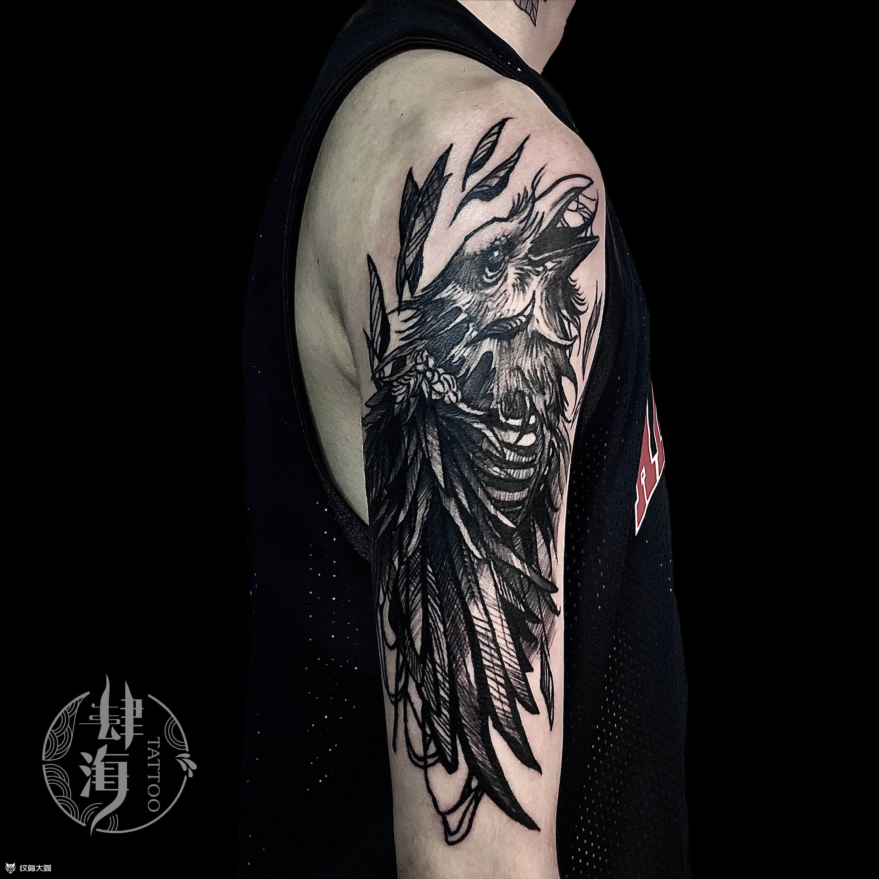 乌鸦_纹身图案手稿图片_饶琦的纹身作品集