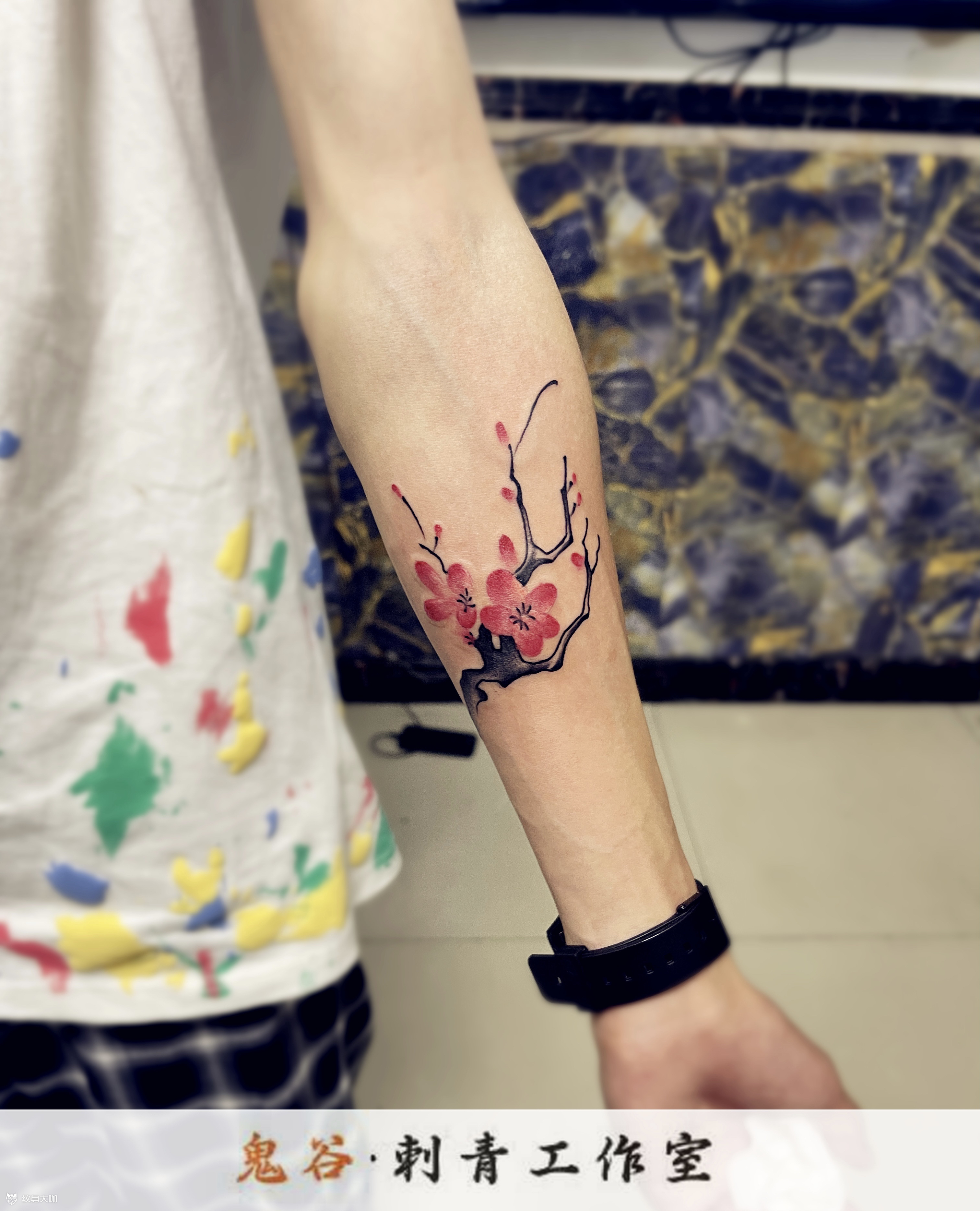 梅花_纹身图案手稿图片_薛新稳的纹身作品集