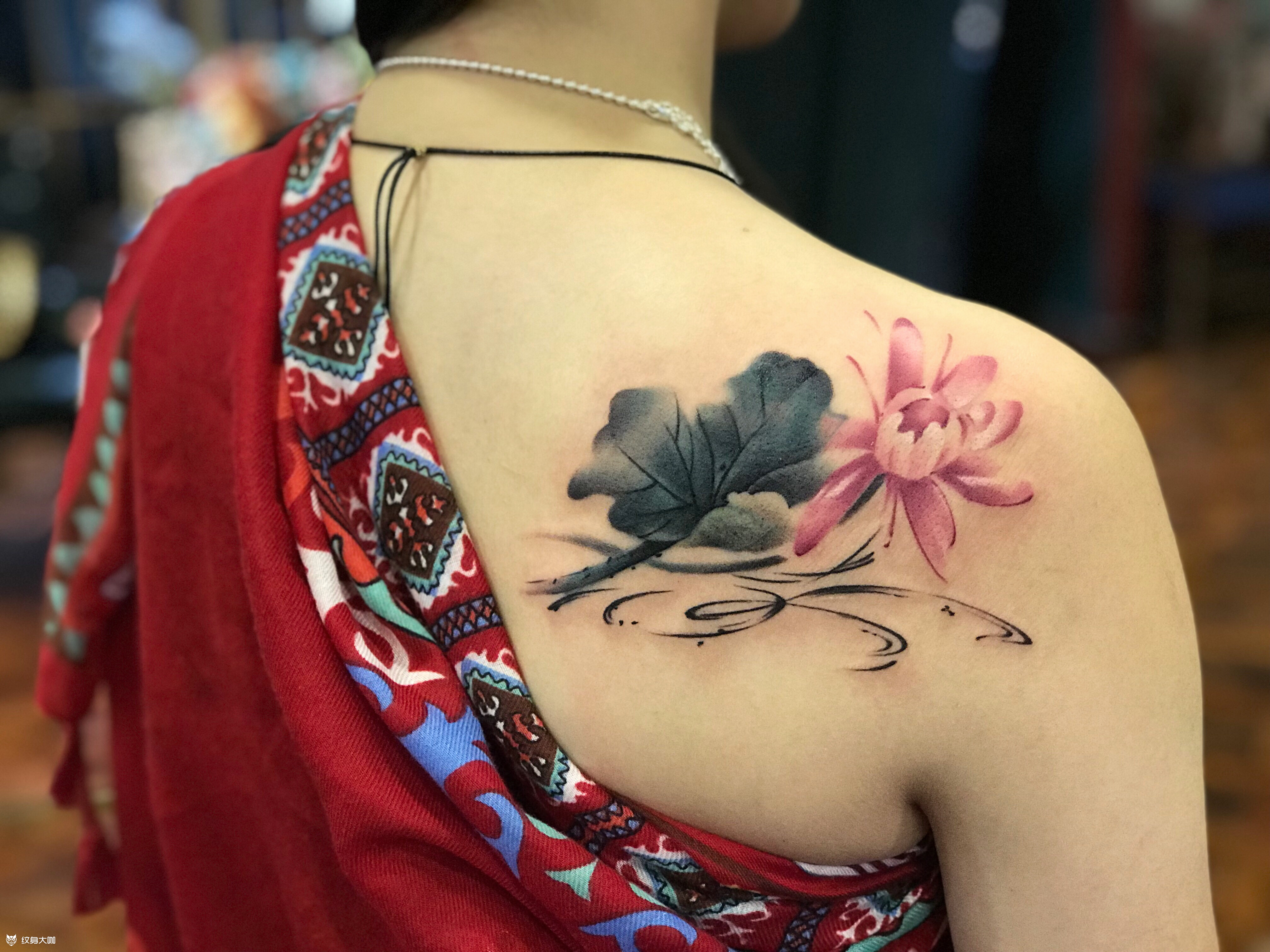 水墨莲花_纹身图案手稿图片_马赫的纹身作品集