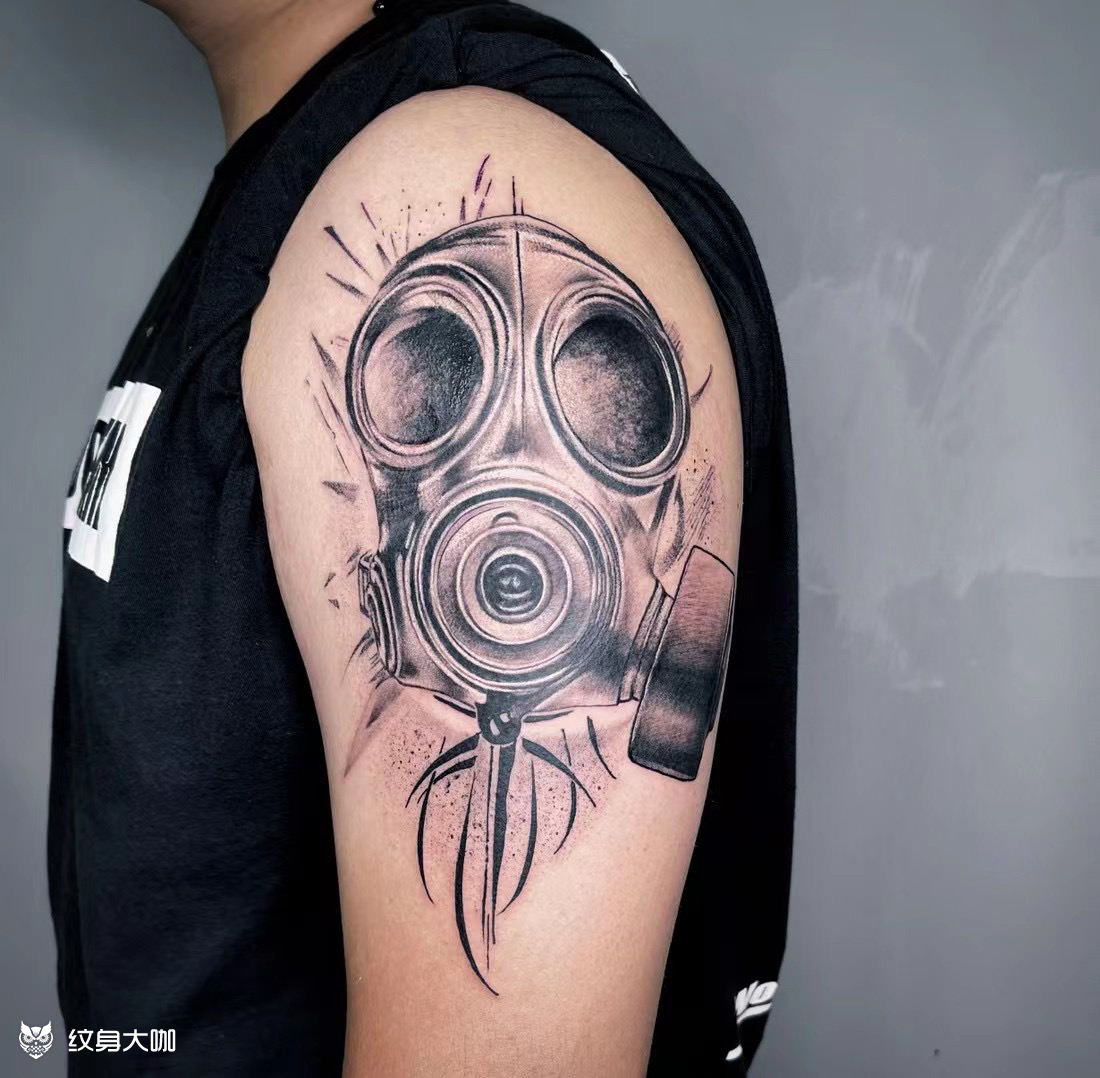防毒面具#_纹身图案手稿图片_lee的纹身作品集