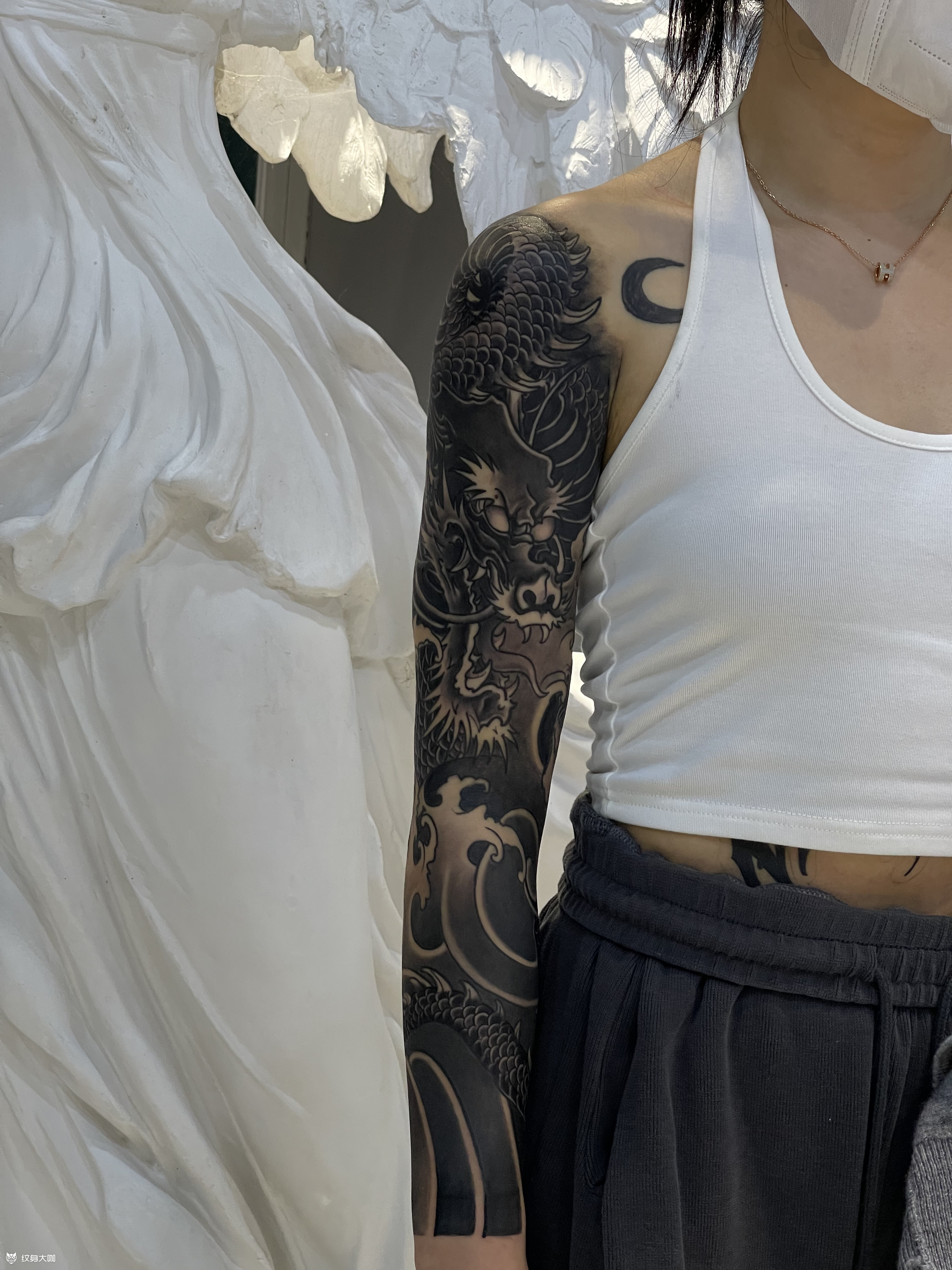 龙花臂_纹身图案手稿图片_三木的纹身作品集