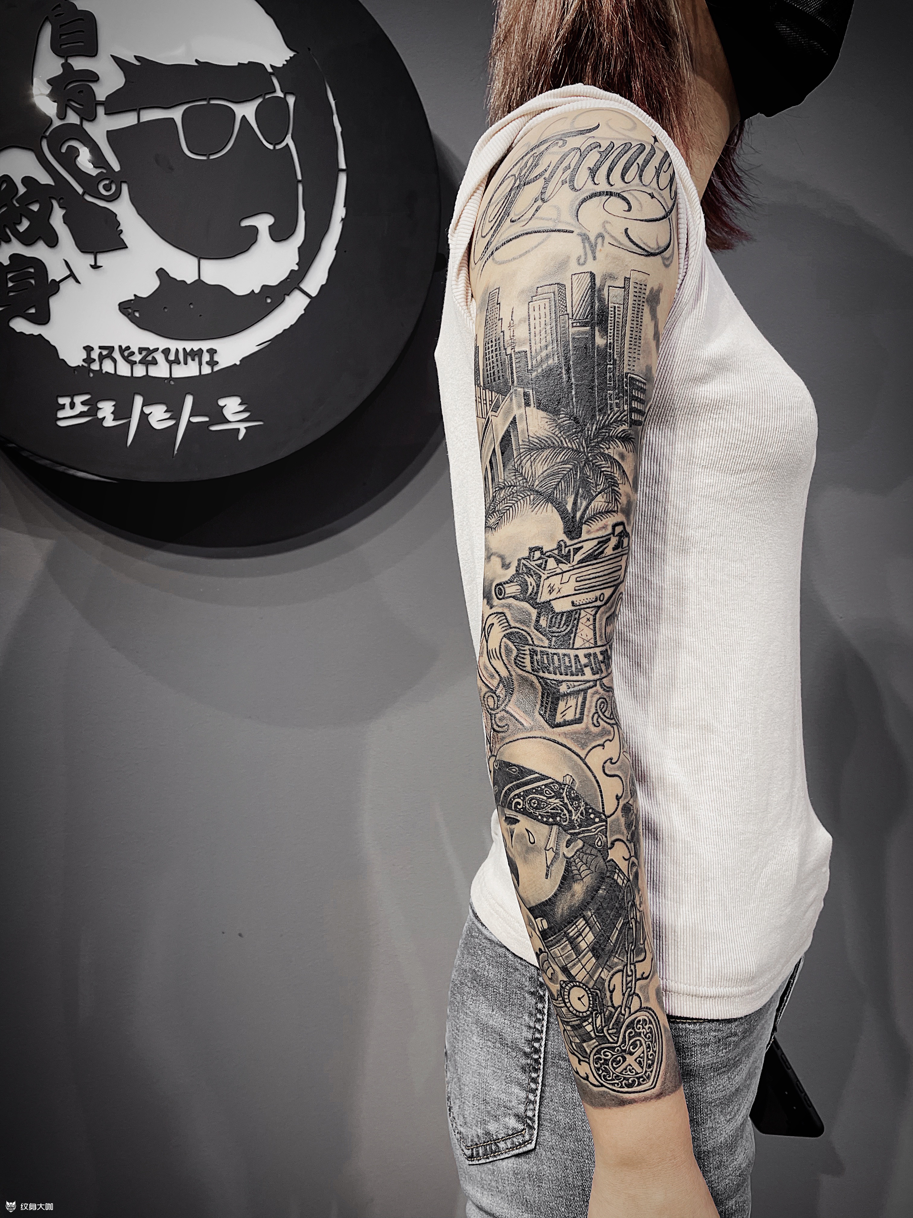 奇卡诺花臂完成_纹身图案手稿图片_元龙的纹身作品集