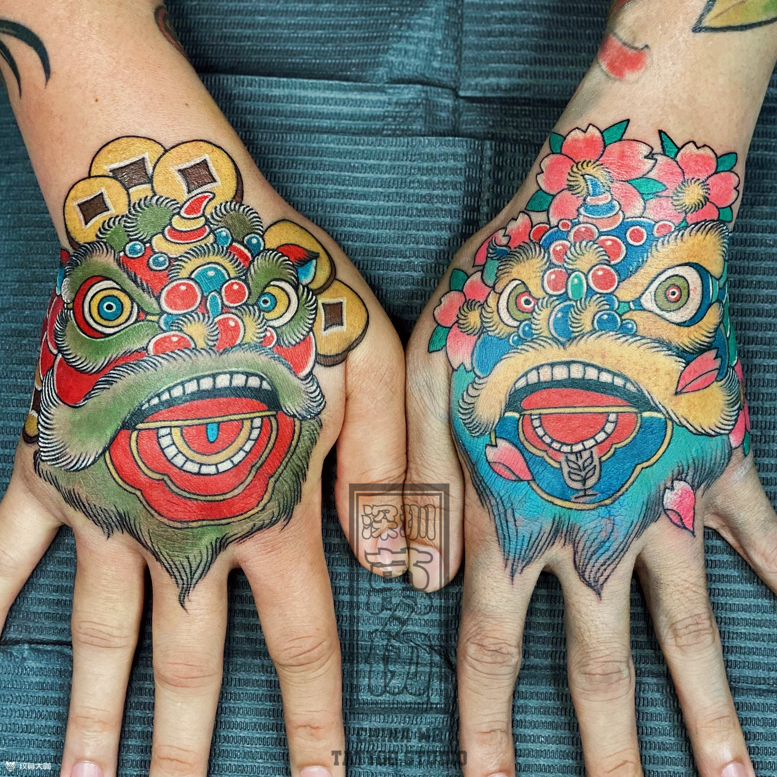 醒狮_纹身图案手稿图片_雕排九的纹身作品集