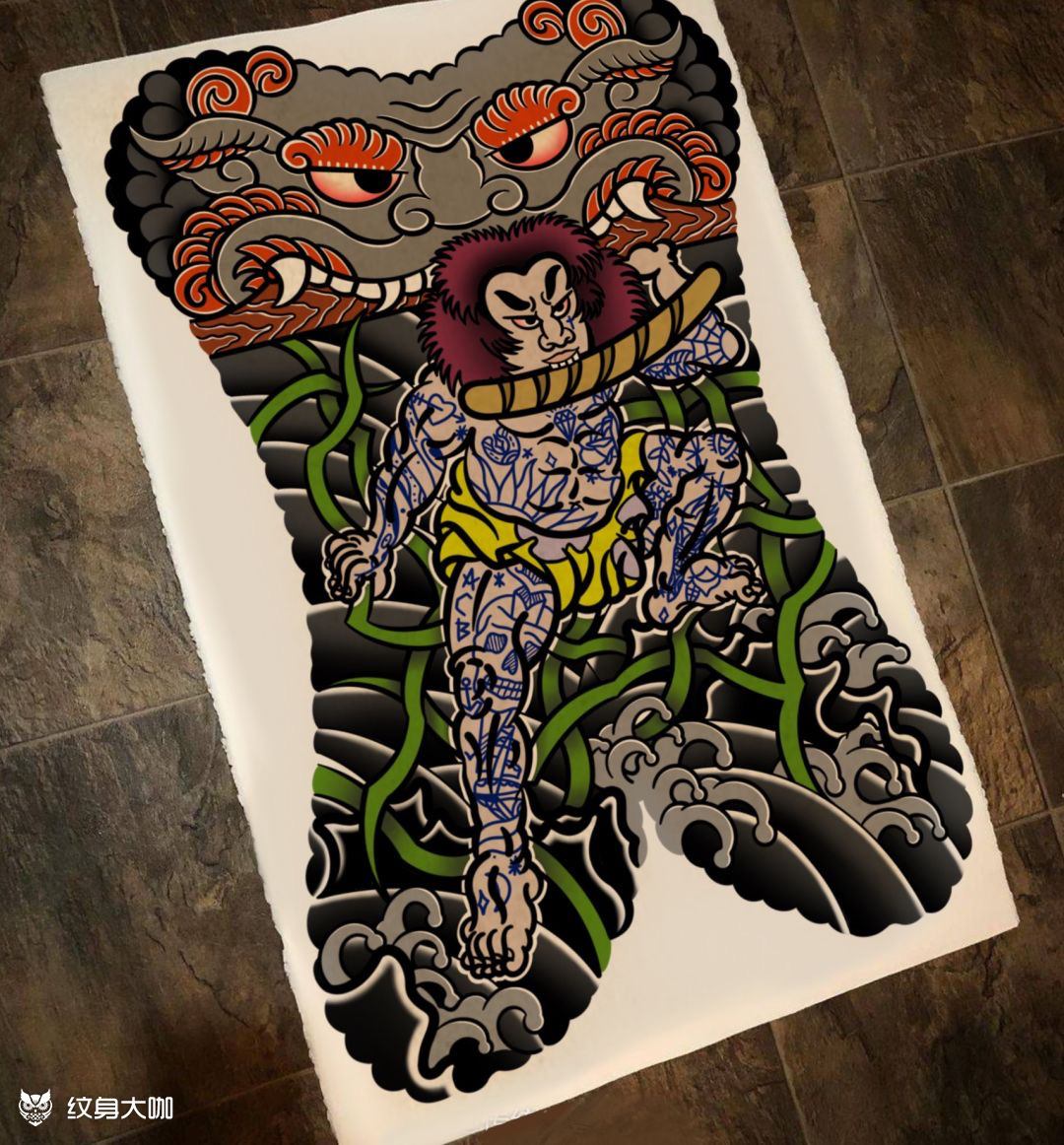 张顺破水门_纹身图案手稿图片_玄古道印|chihe的纹身作品集