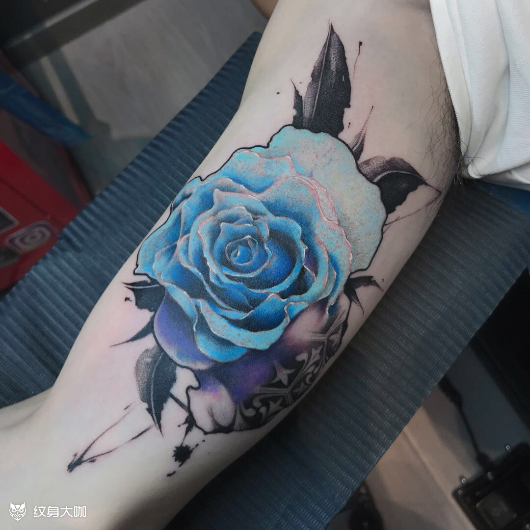 蓝玫瑰●_纹身图案手稿图片_harry的纹身作品集