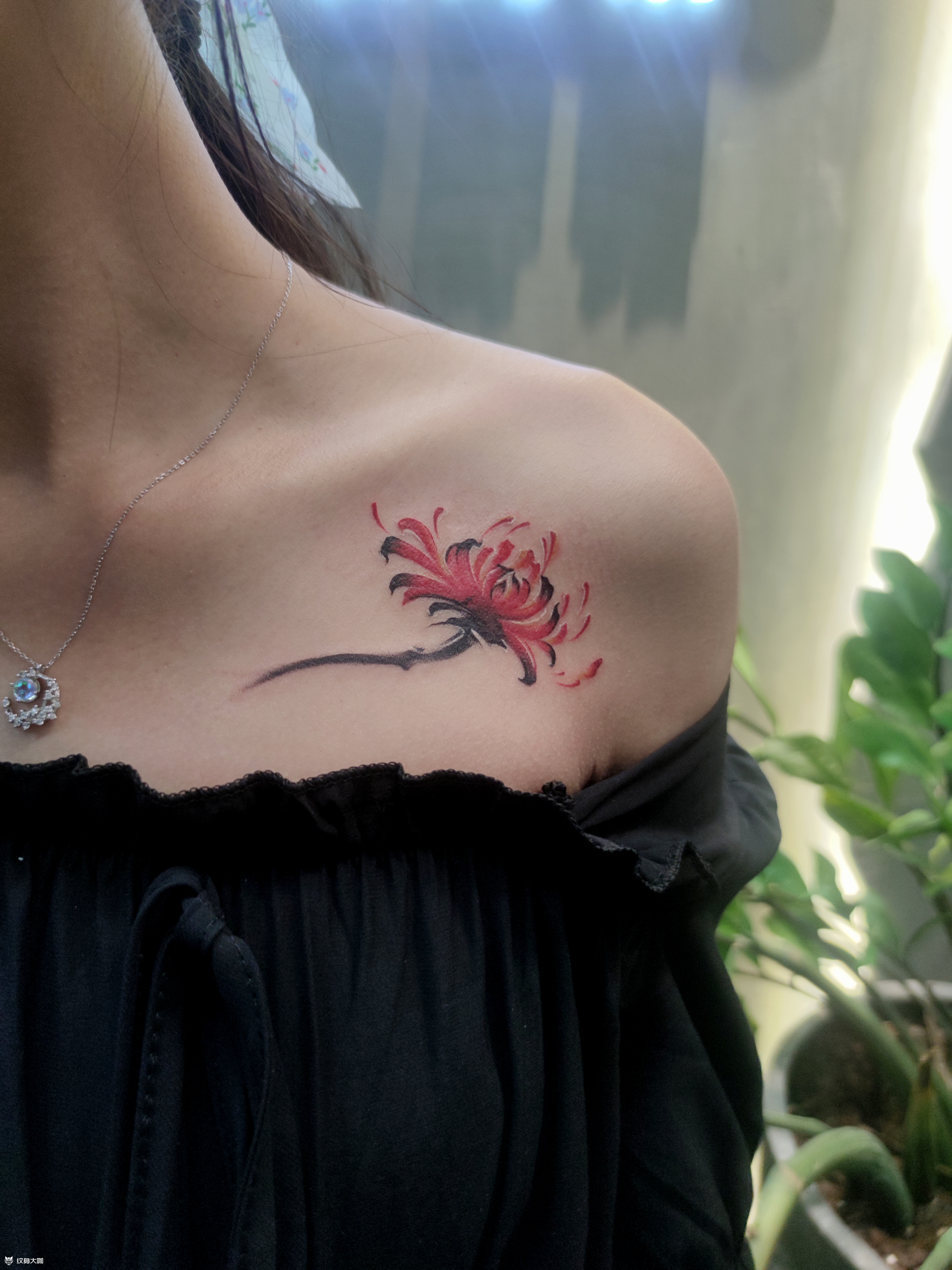 锁骨彼岸花_纹身图案手稿图片_tai-tattoo的纹身作品集