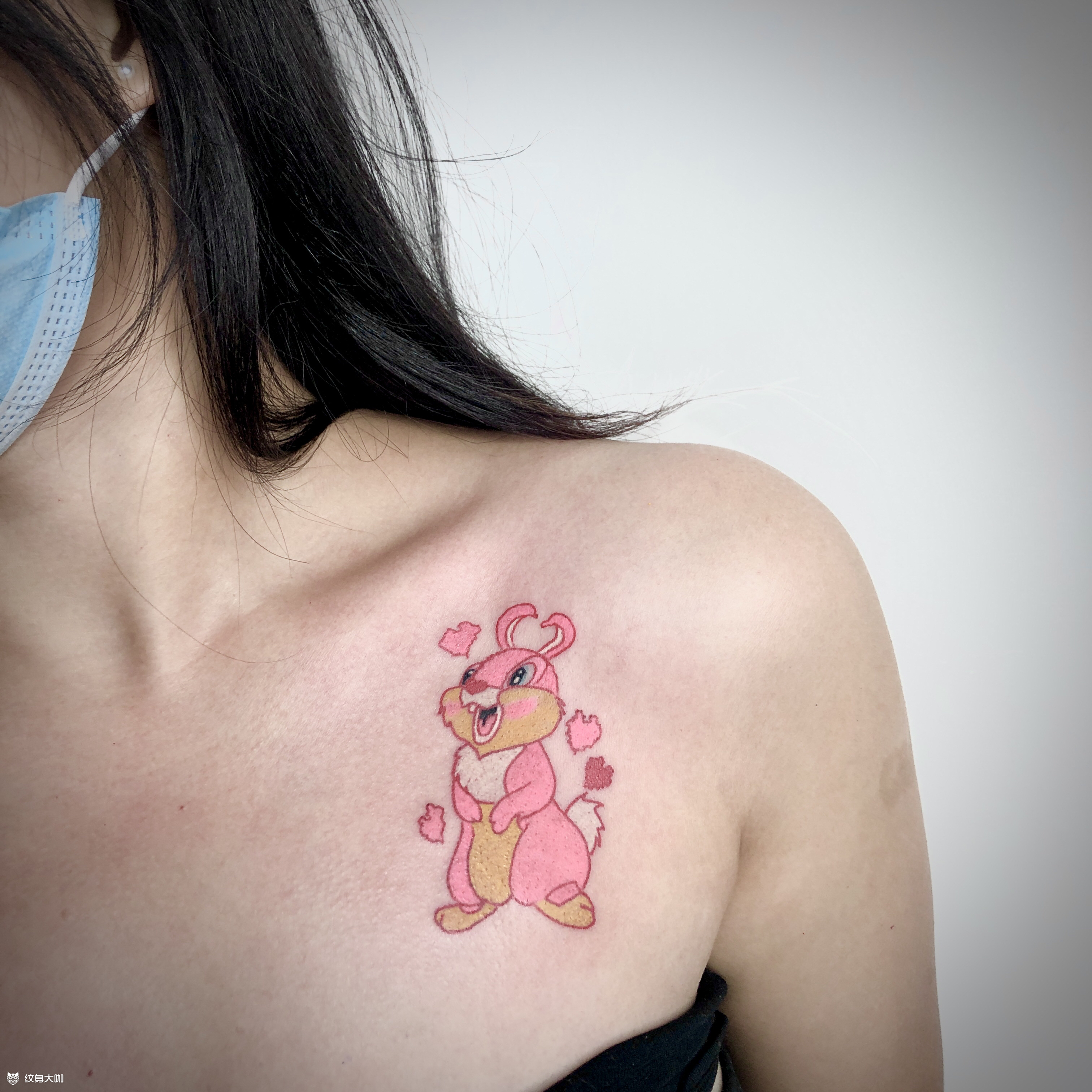 胸口小兔子_纹身图案手稿图片_林文智的纹身作品集