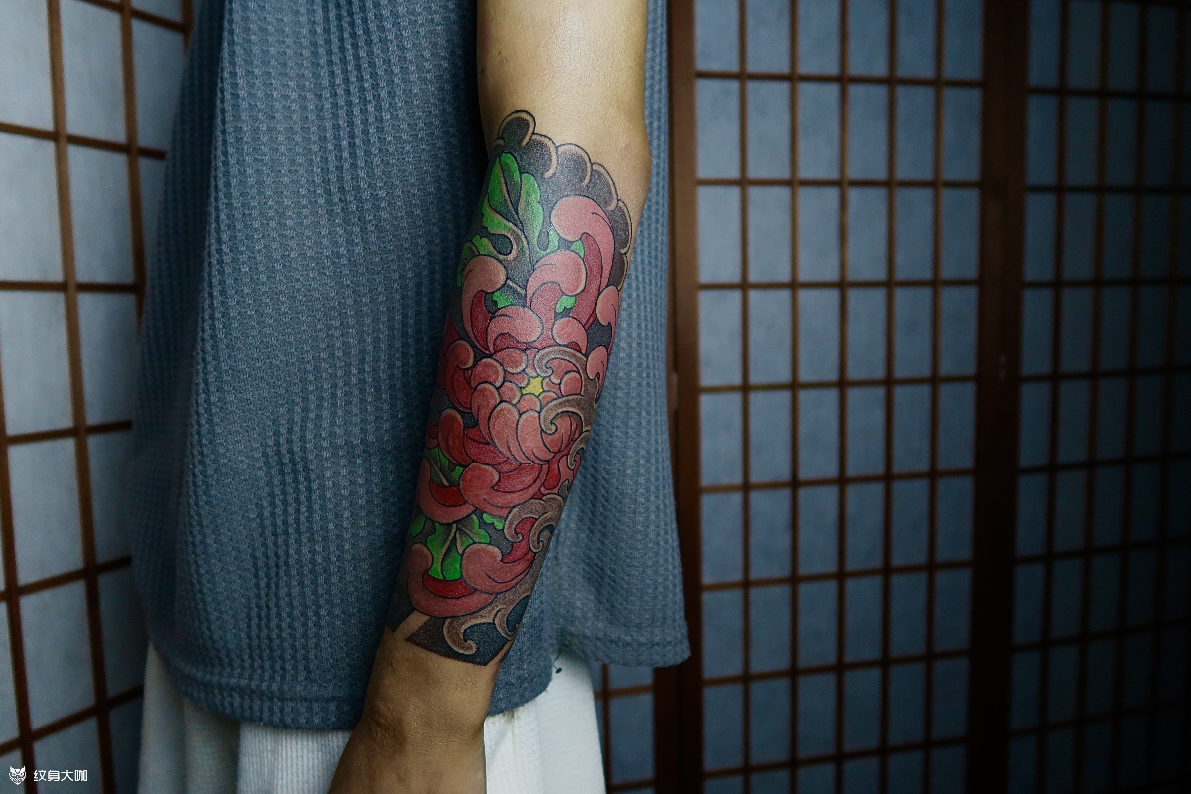 日式正统菊花_纹身图案手稿图片_鹤泽一木的纹身作品集