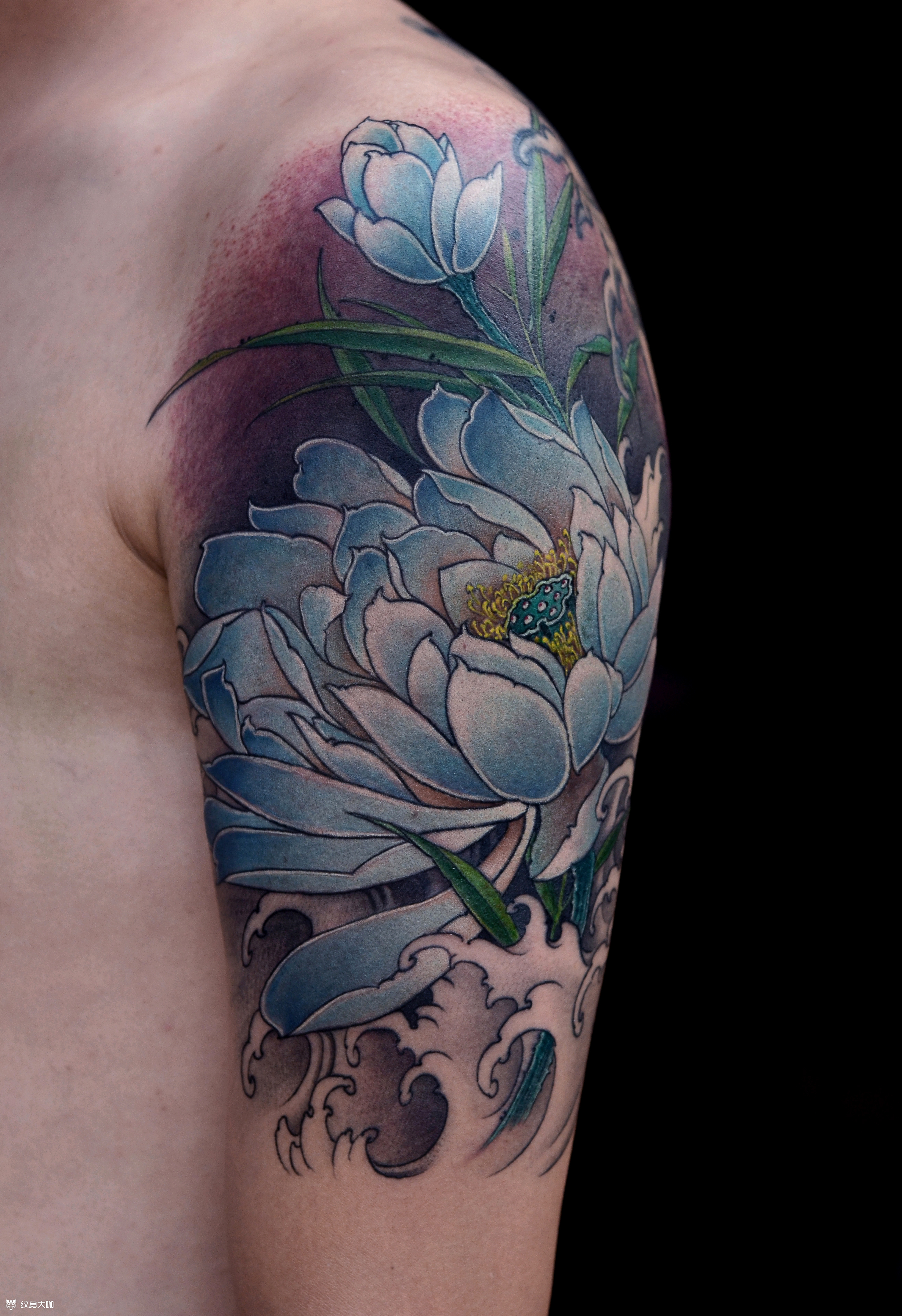 蓝莲花_纹身图案手稿图片_天予杨丽华的纹身作品集