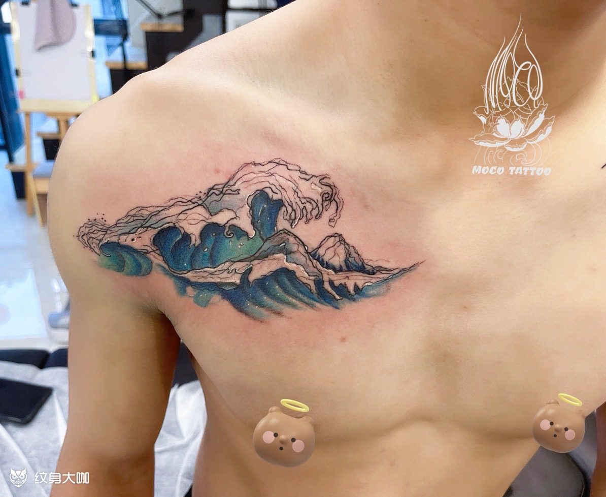 海浪_纹身图案手稿图片_魔客的纹身作品集