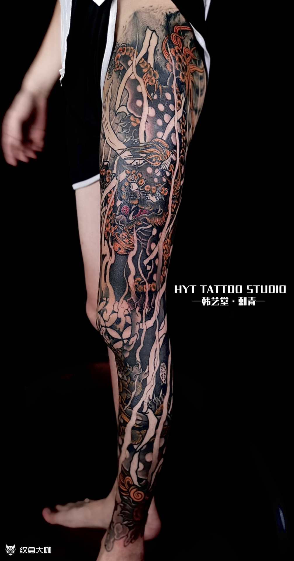 唐狮花腿_纹身图案手稿图片_欧阳的纹身作品集