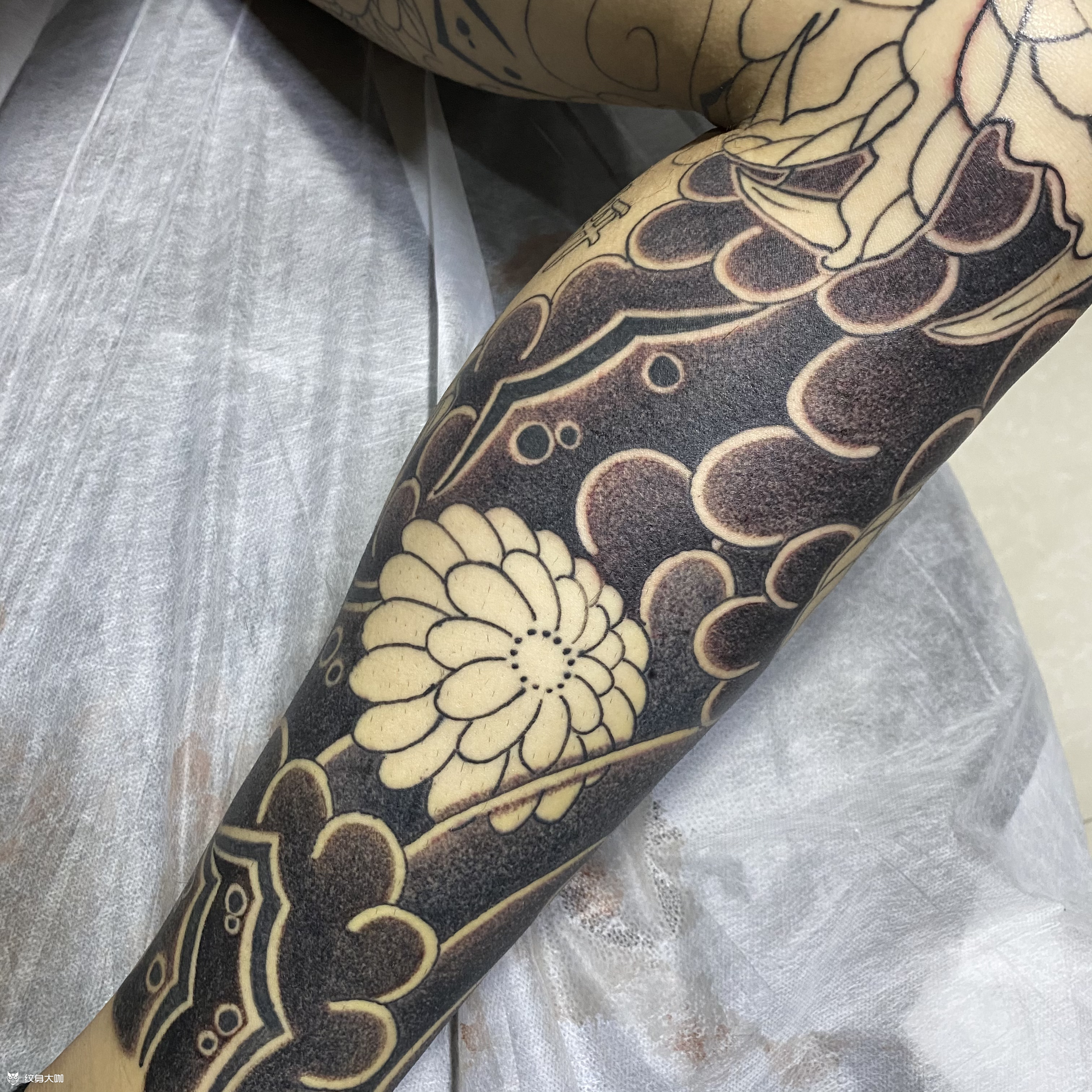 花腿打雾_纹身图案手稿图片_大勋的纹身作品集