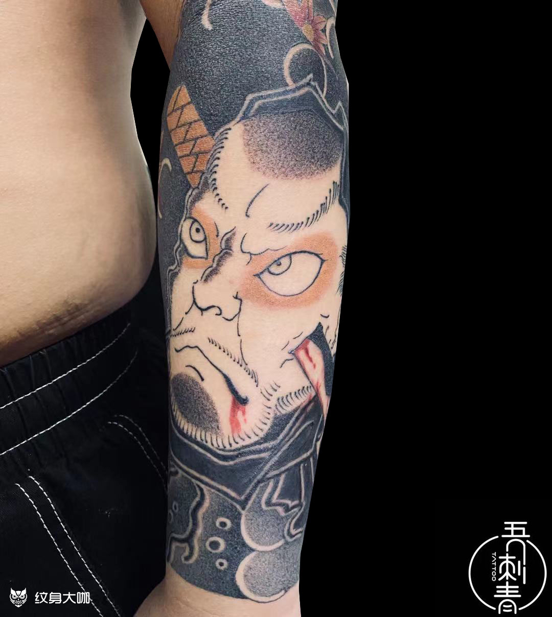 生首老传统小臂完工耗时12_纹身吧社区 - 纹身大咖