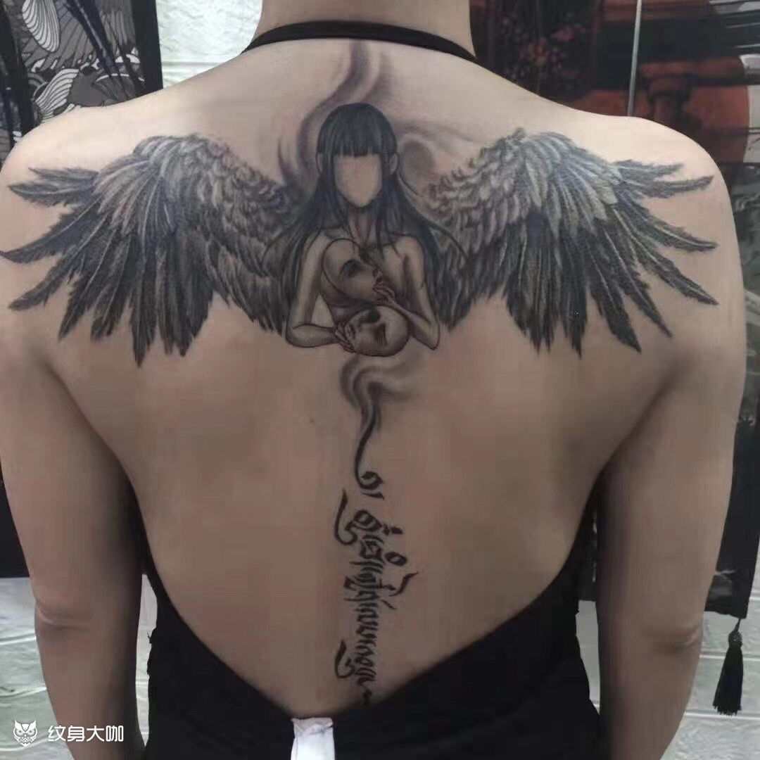 天使纹身图案满背霸气图片