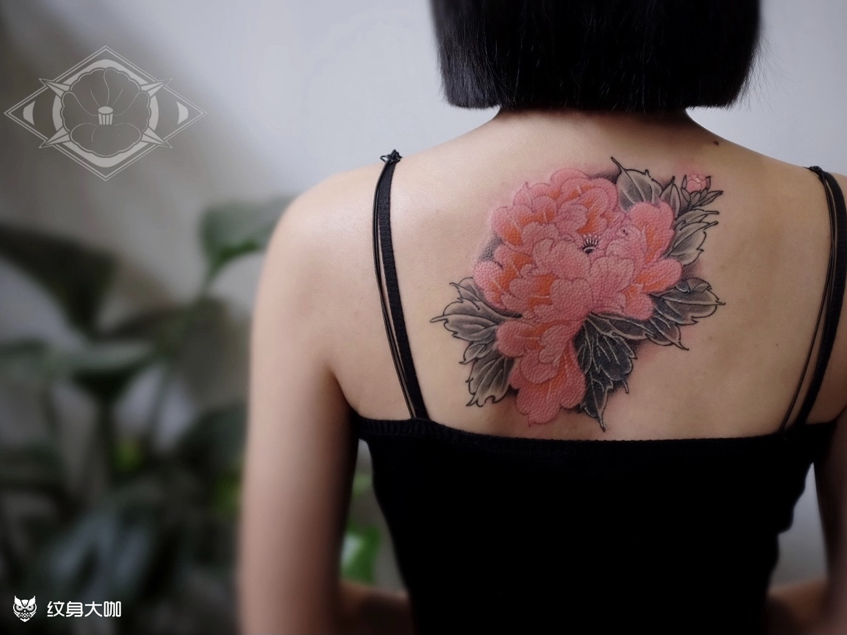 后背牡丹原创设计 遮盖图_纹身吧社区 - 纹身大咖