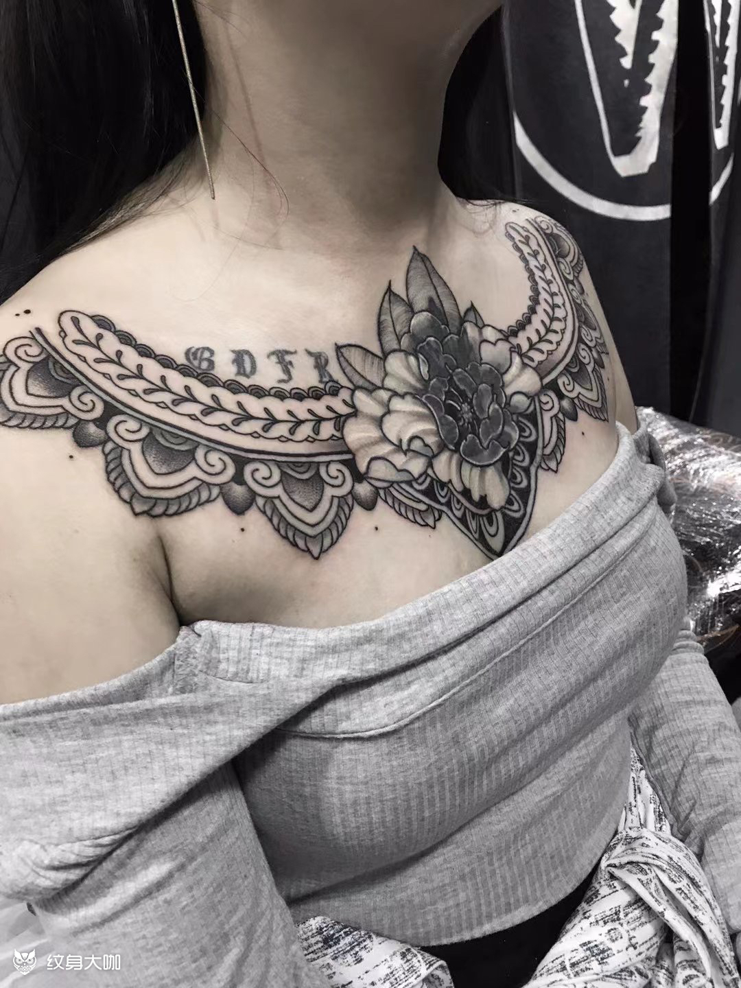 花胸遮盖_纹身图案手稿图片_shrek ink的纹身作品集