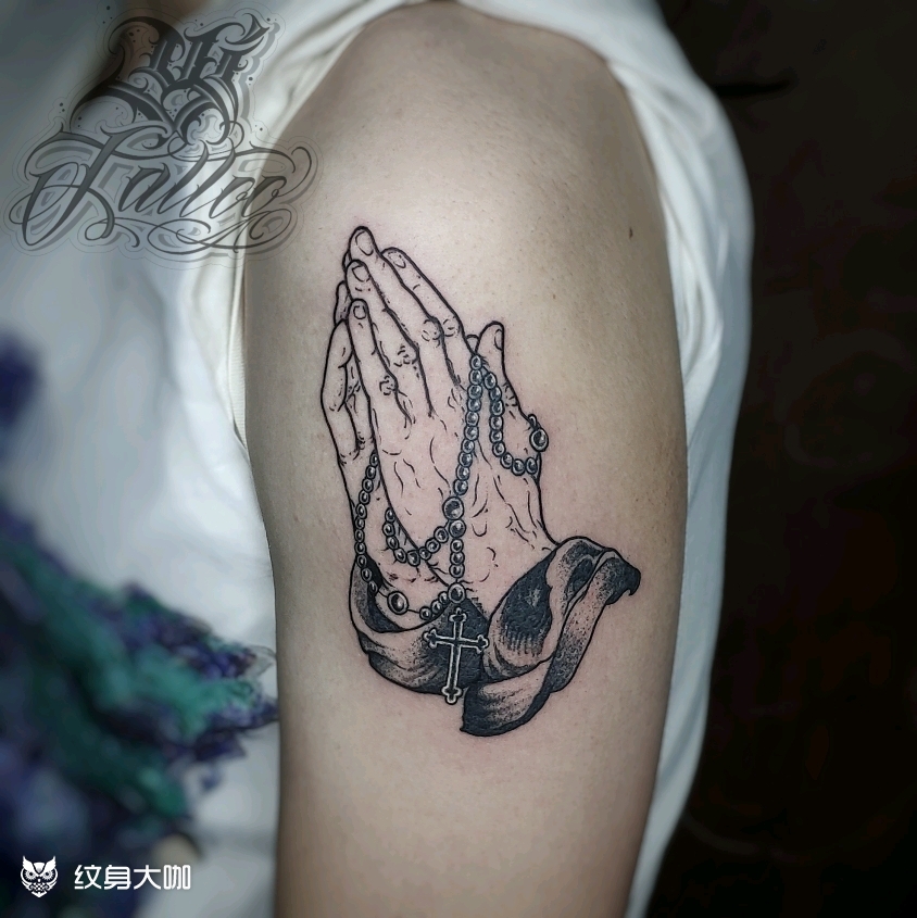 祈祷之手_纹身图案手稿图片_张诚的纹身作品集