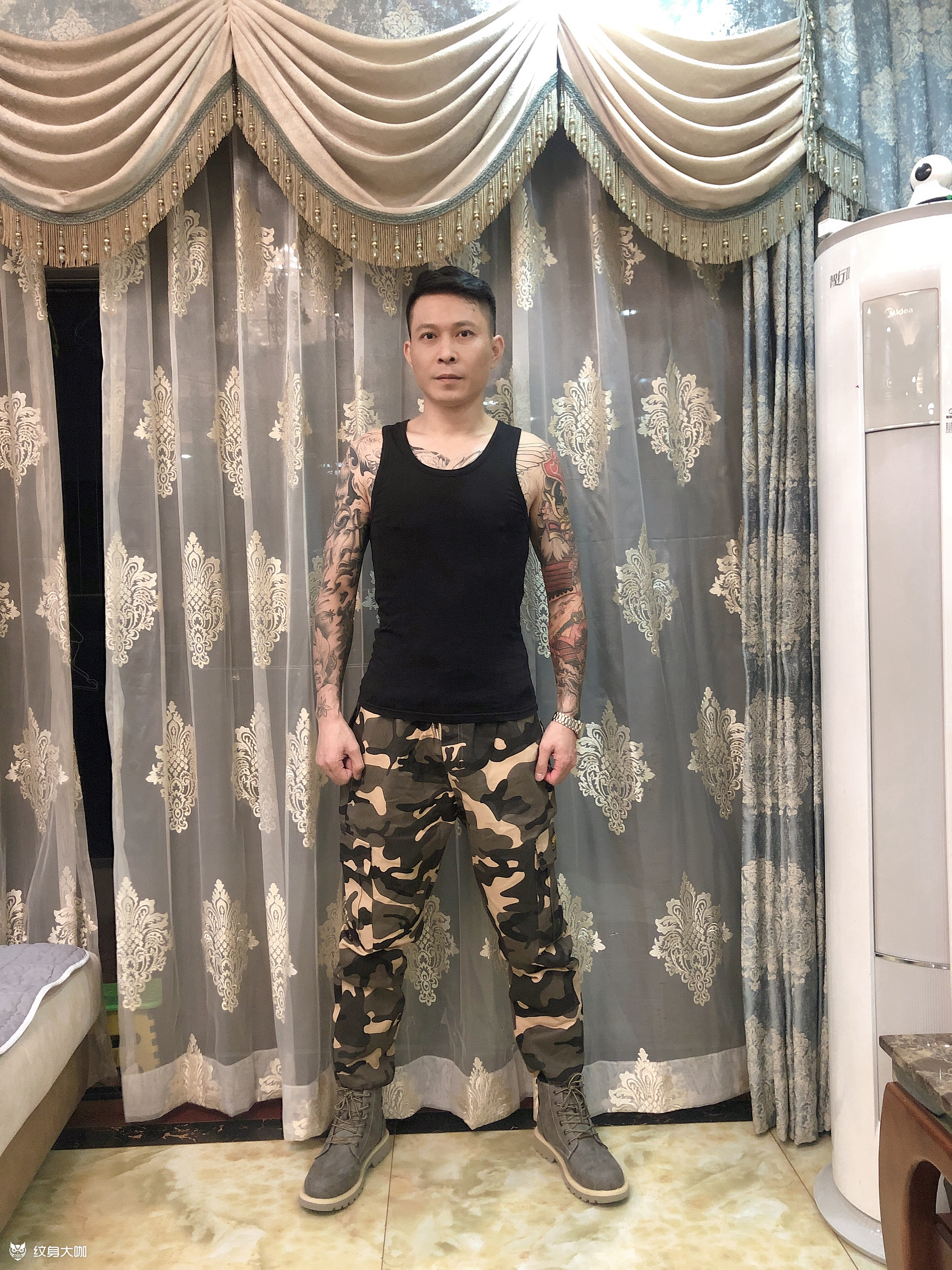 拥有双花臂的退伍军人_纹身图案手稿图片_雕彬的纹身作品集