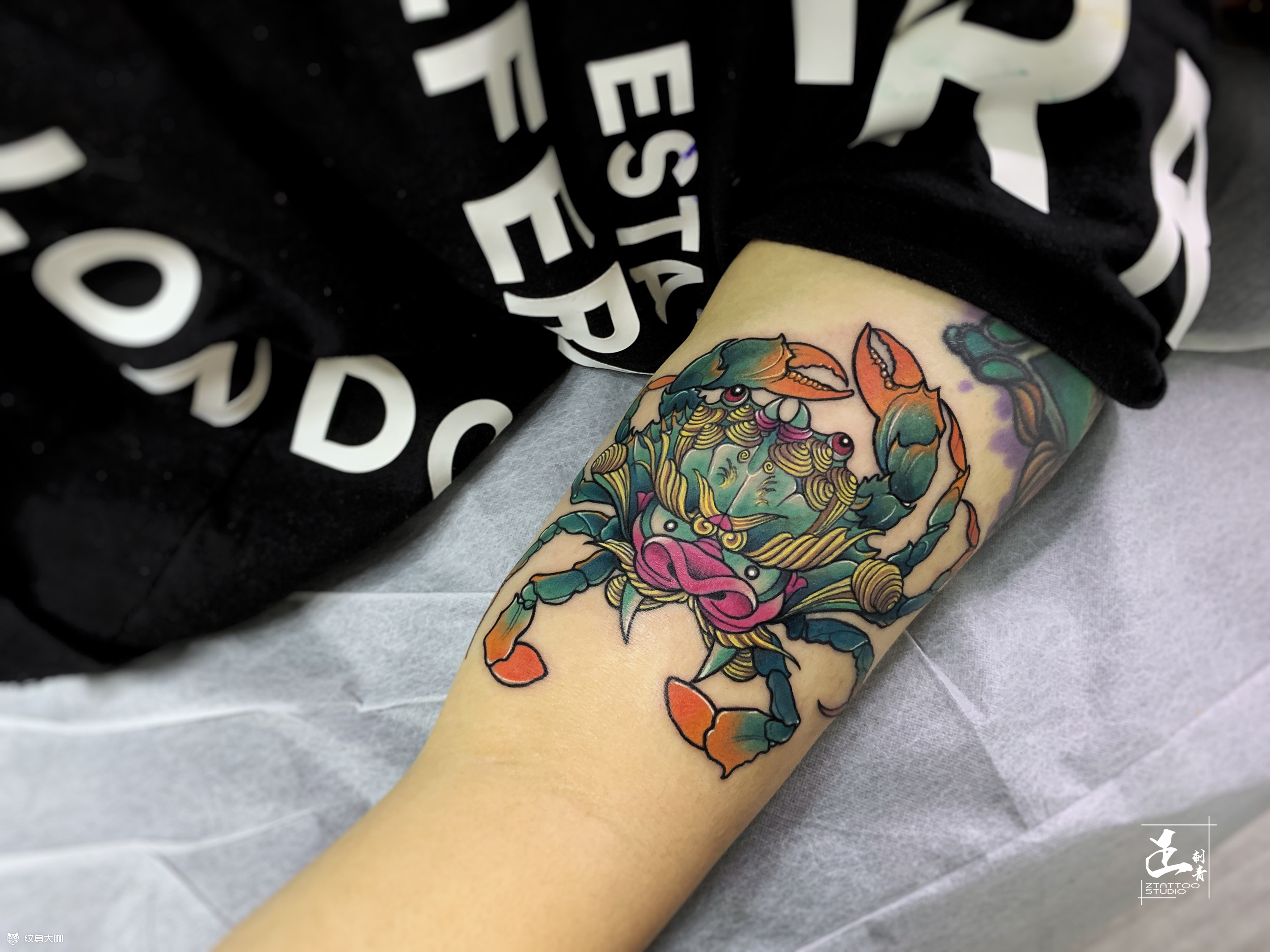 唐狮蟹_纹身图案手稿图片_晓鹏的纹身作品集