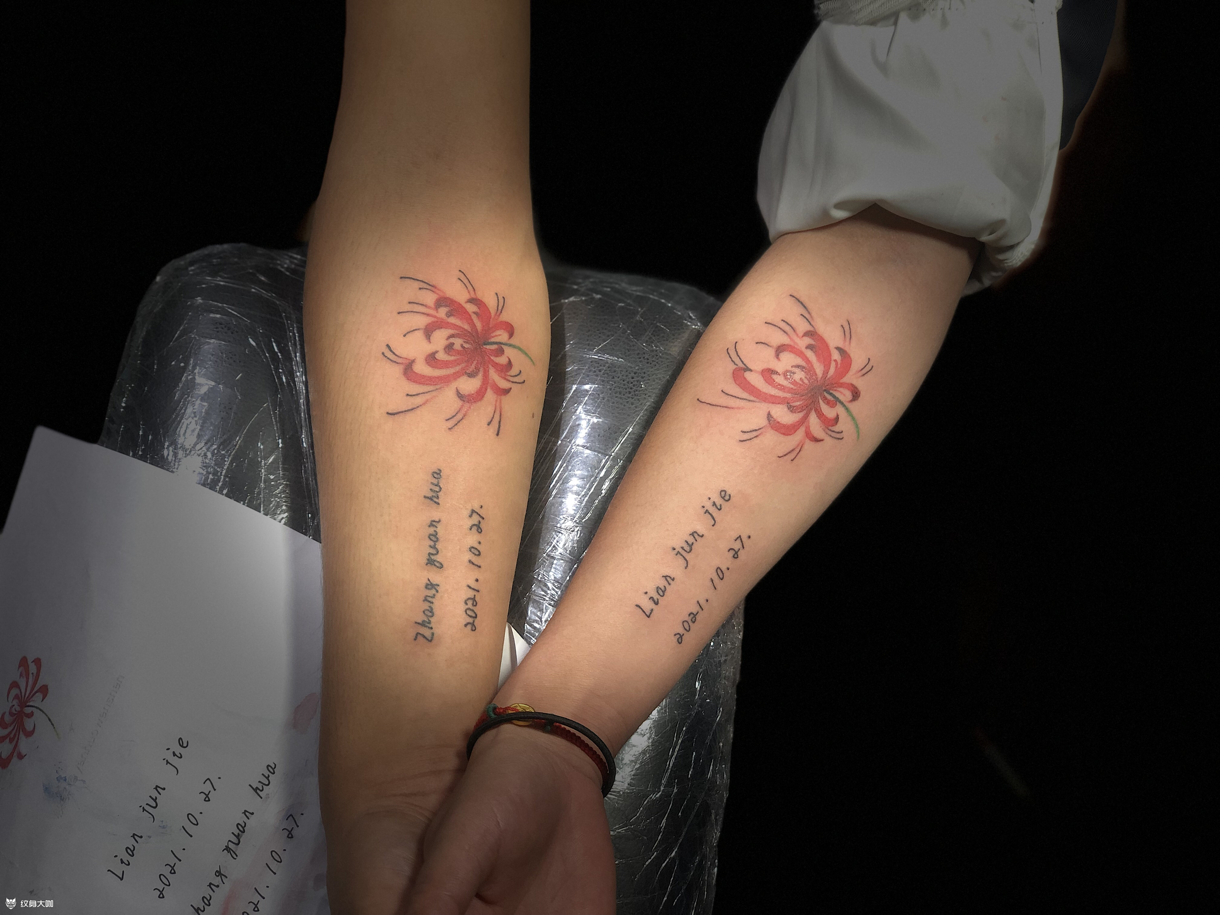 情侣彼岸花_纹身图案手稿图片_纹画人的纹身作品集