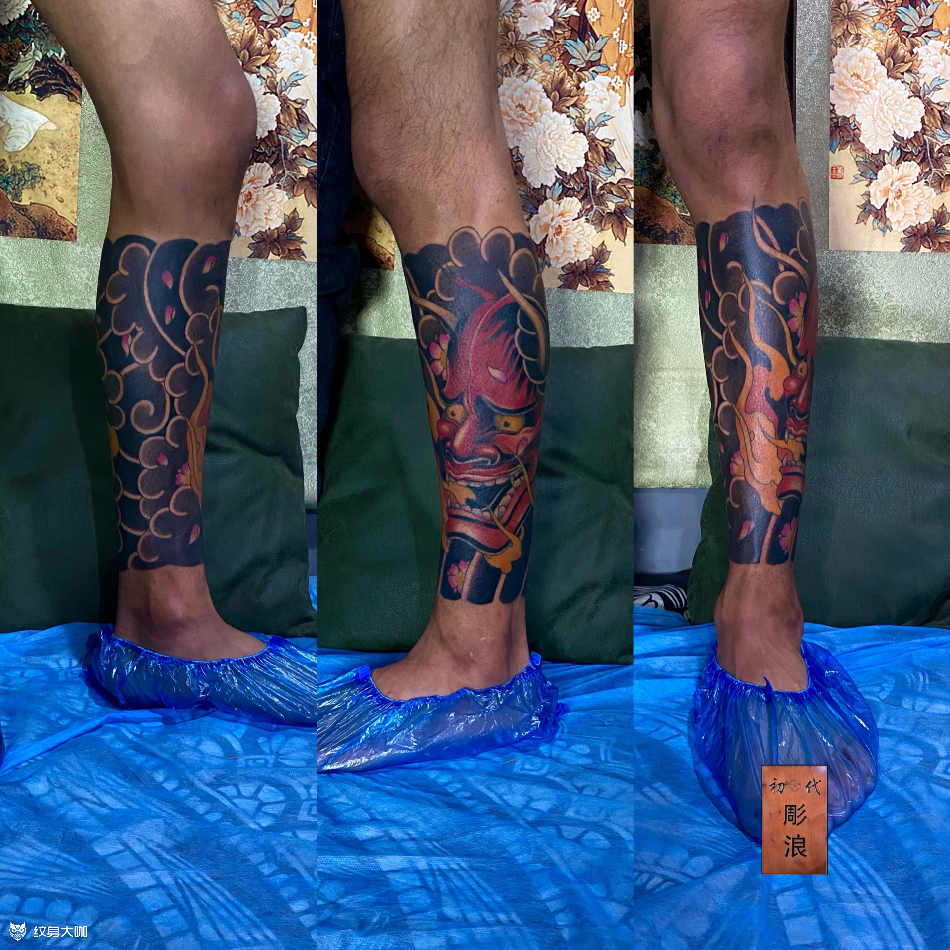 日式老传统包小腿 般若_纹身图案手稿图片_御刺清 王伟 的纹身作品集