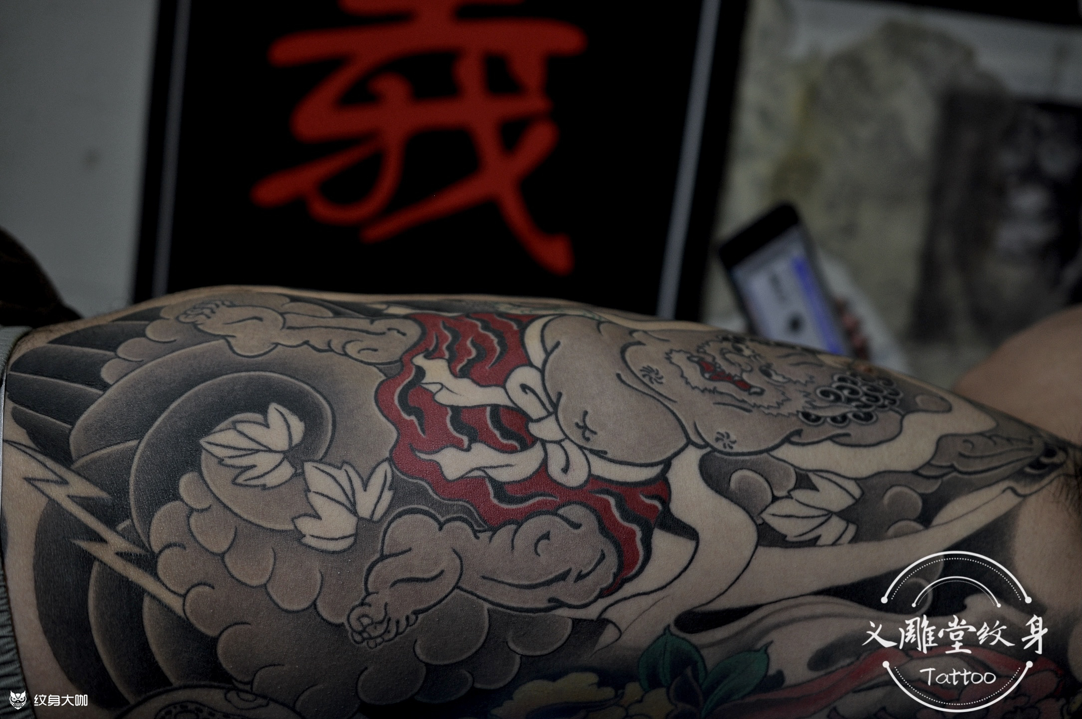 传统开衫进度展示(雷神风神)_纹身吧社区 - 纹身大咖