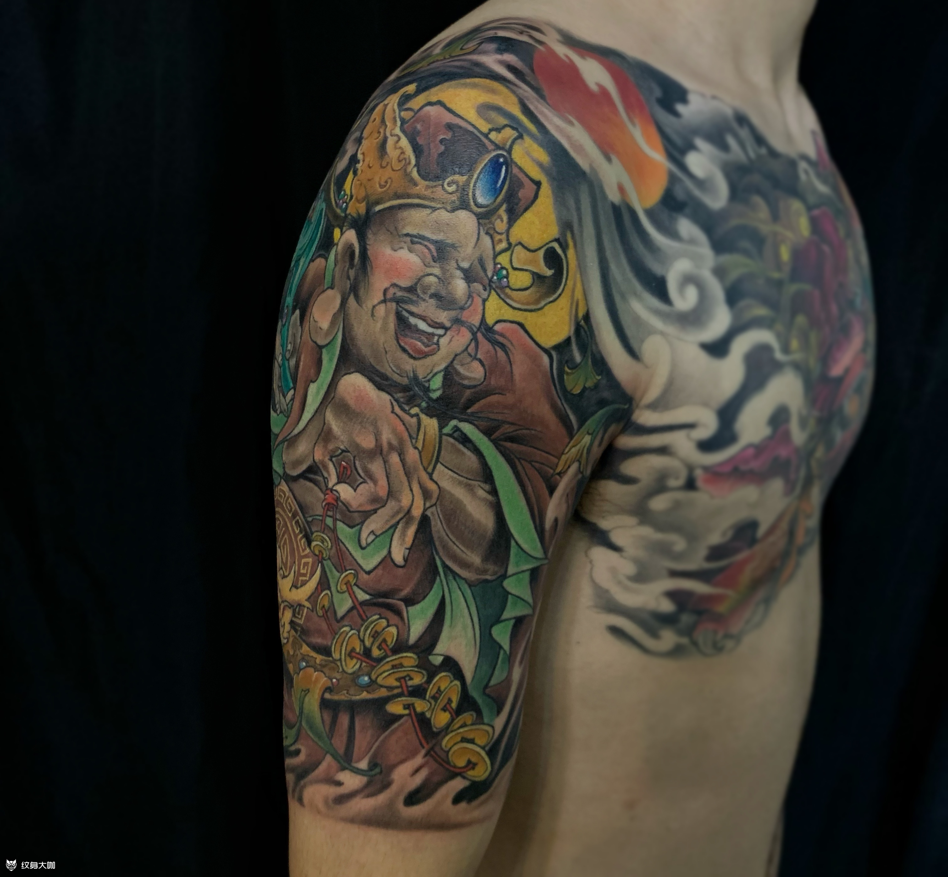 财神花胸_纹身图案手稿图片_潍坊点刺tattoo的纹身作品集