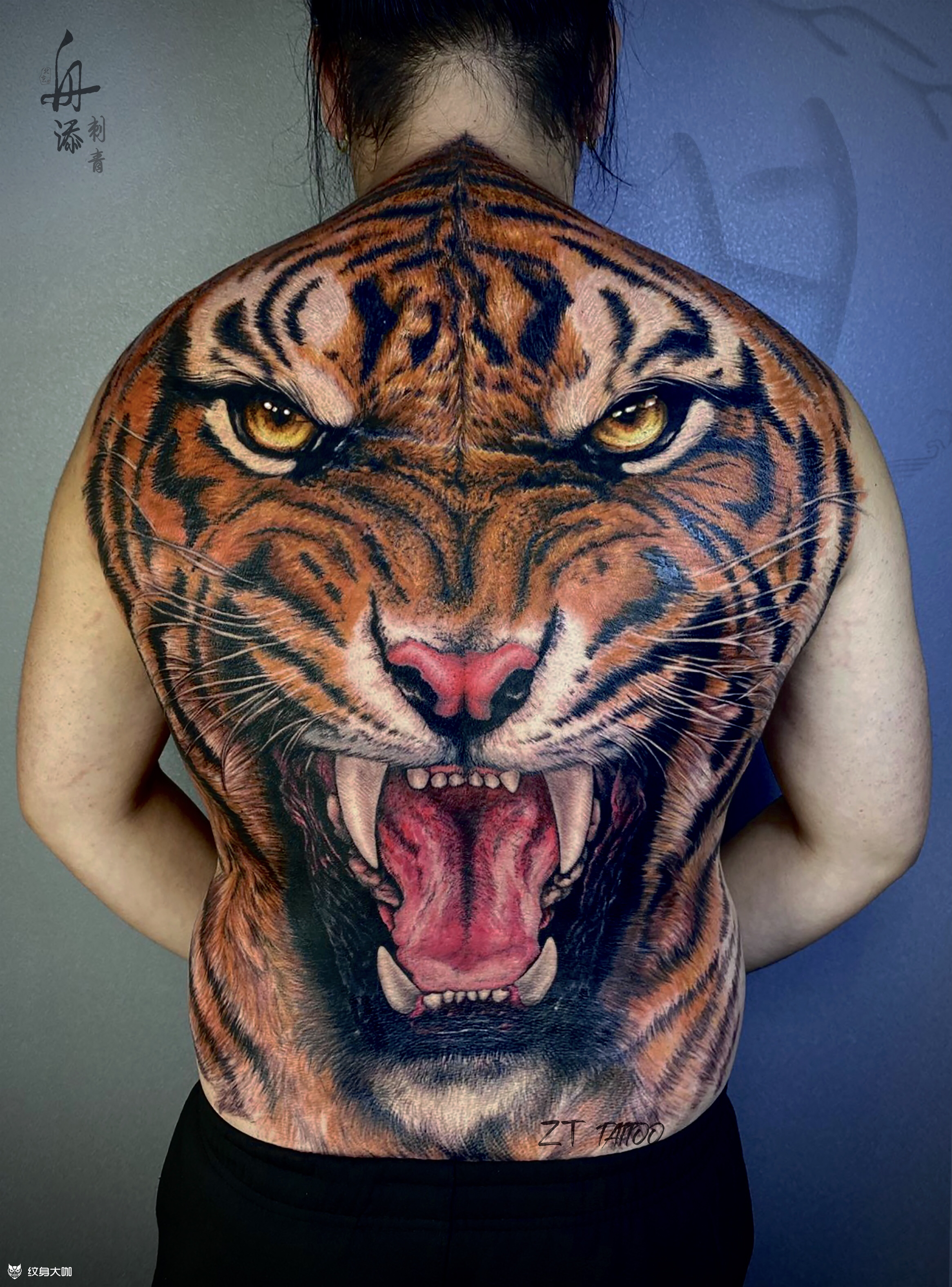 老虎满背纹身图案大全图片