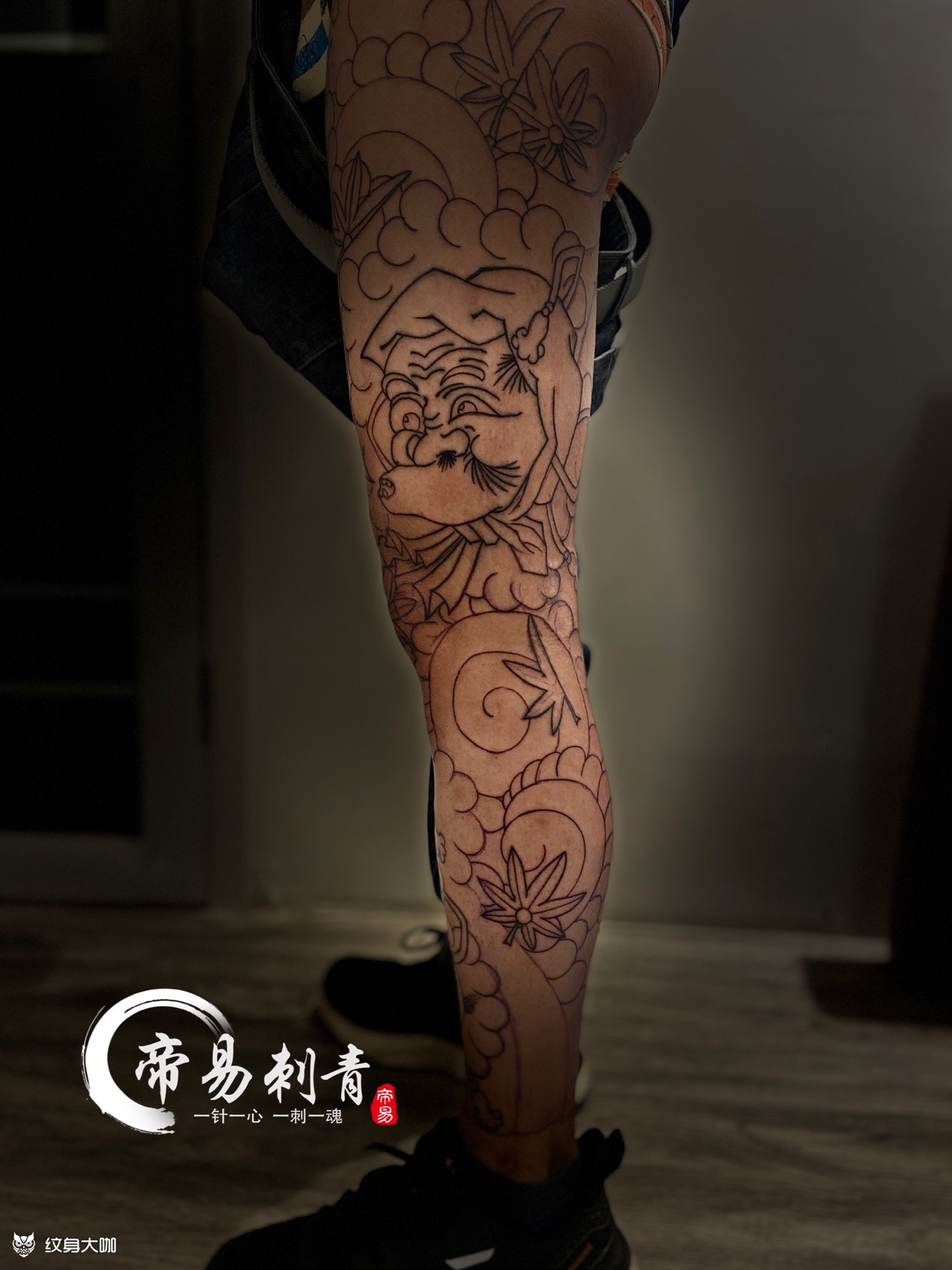 花腿线条店内师父作品,恢复好_纹身吧社区 - 纹身大咖
