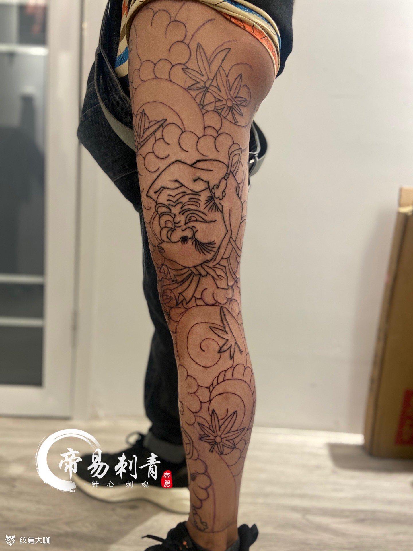 花腿线条店内师父作品,恢复好_纹身吧社区 - 纹身大咖