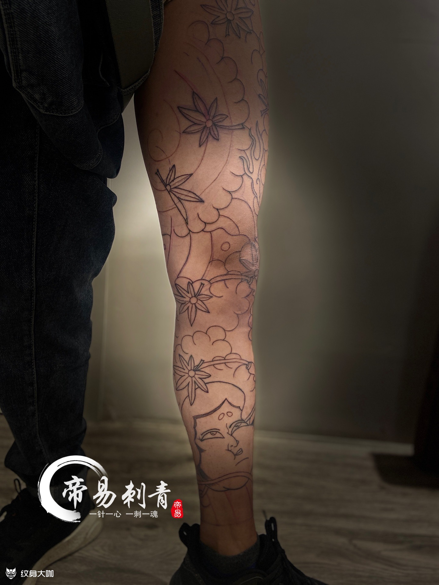 花腿线条店内师父作品,恢复好_纹身吧社区 - 纹身大咖