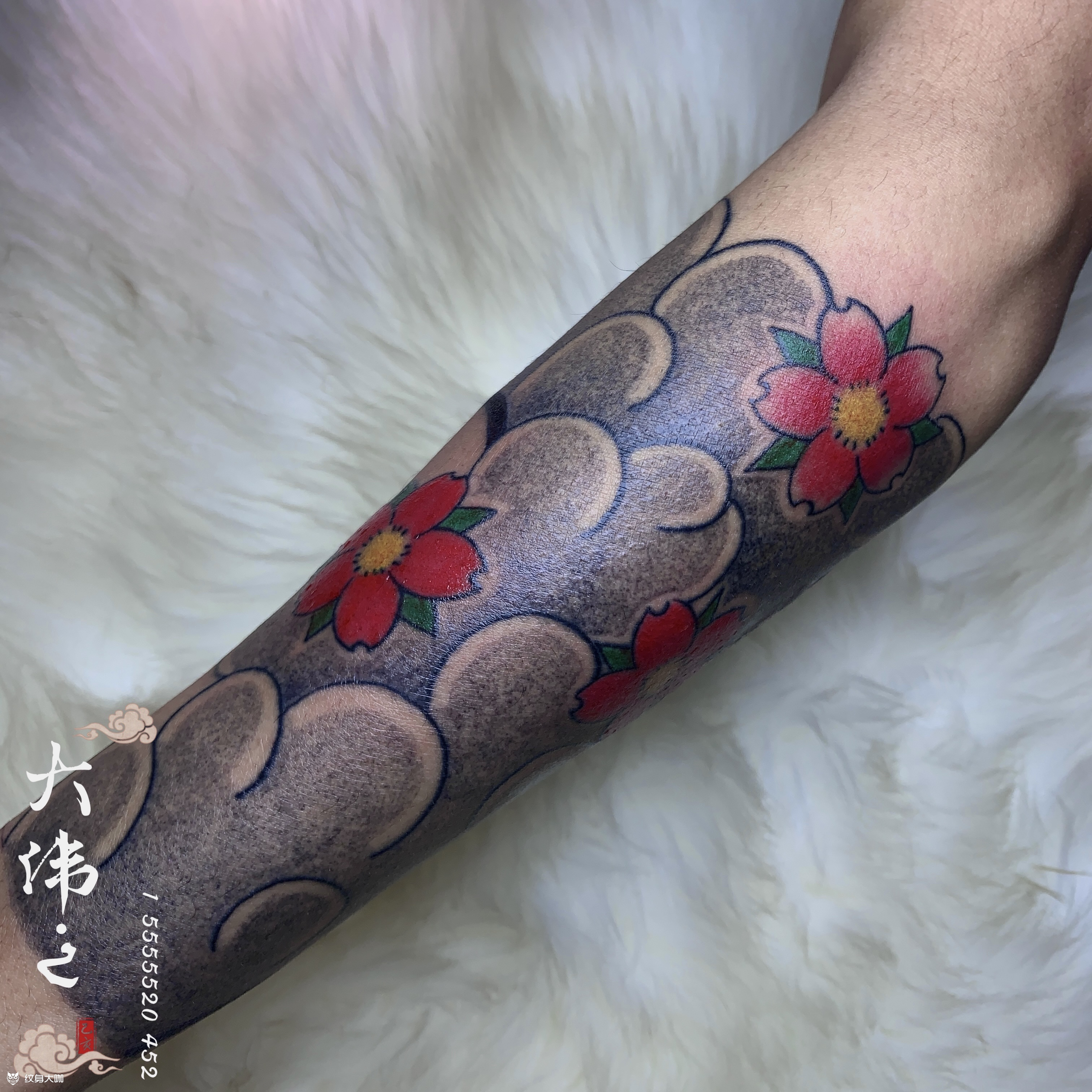 日式樱花小臂 老传统 樱花_纹身图案手稿图片_大伟的纹身作品集