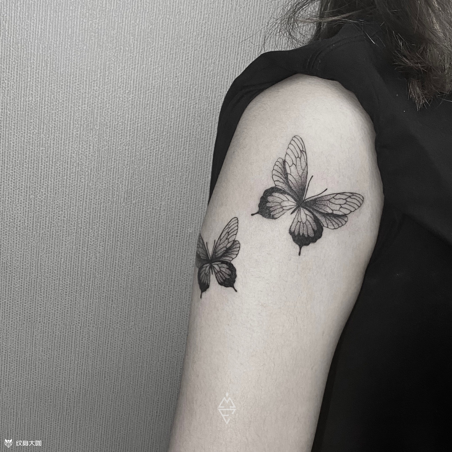 两只蝴蝶03_纹身图案手稿图片_么远的纹身作品集