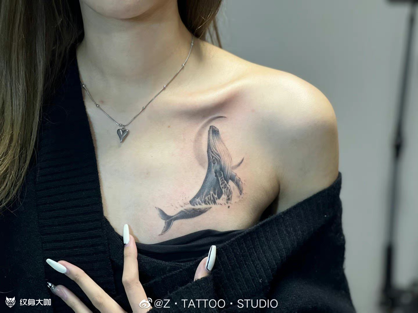 锁骨鲸鱼_纹身图案手稿图片_vodka 的纹身作品集