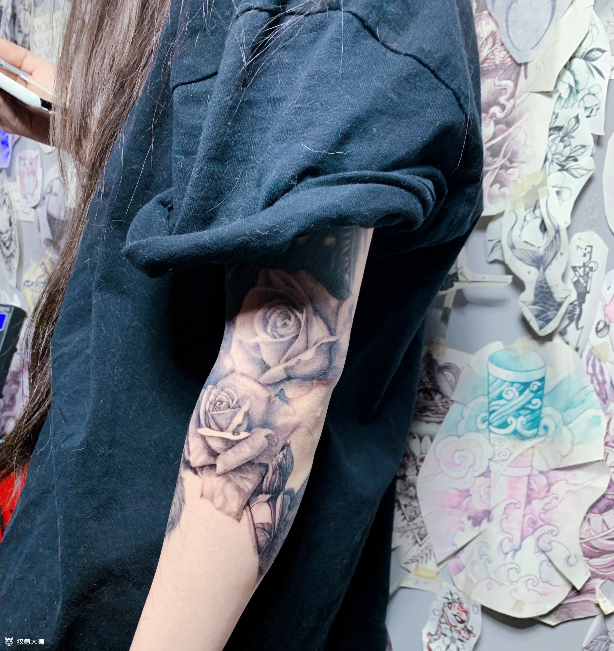 梦露花臂_纹身图案手稿图片_吴世畅的纹身作品集