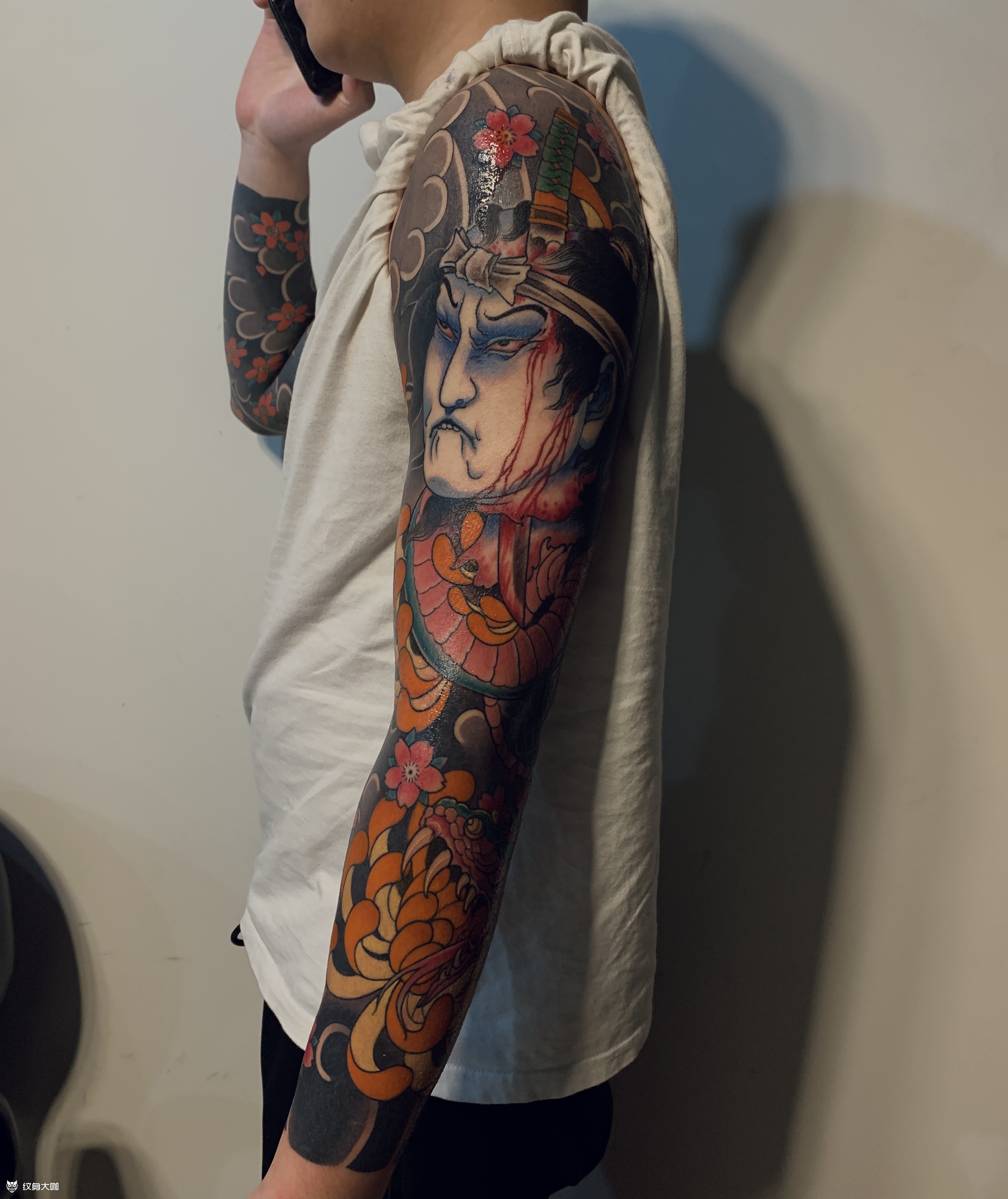 老传统生首蛇纹花臂