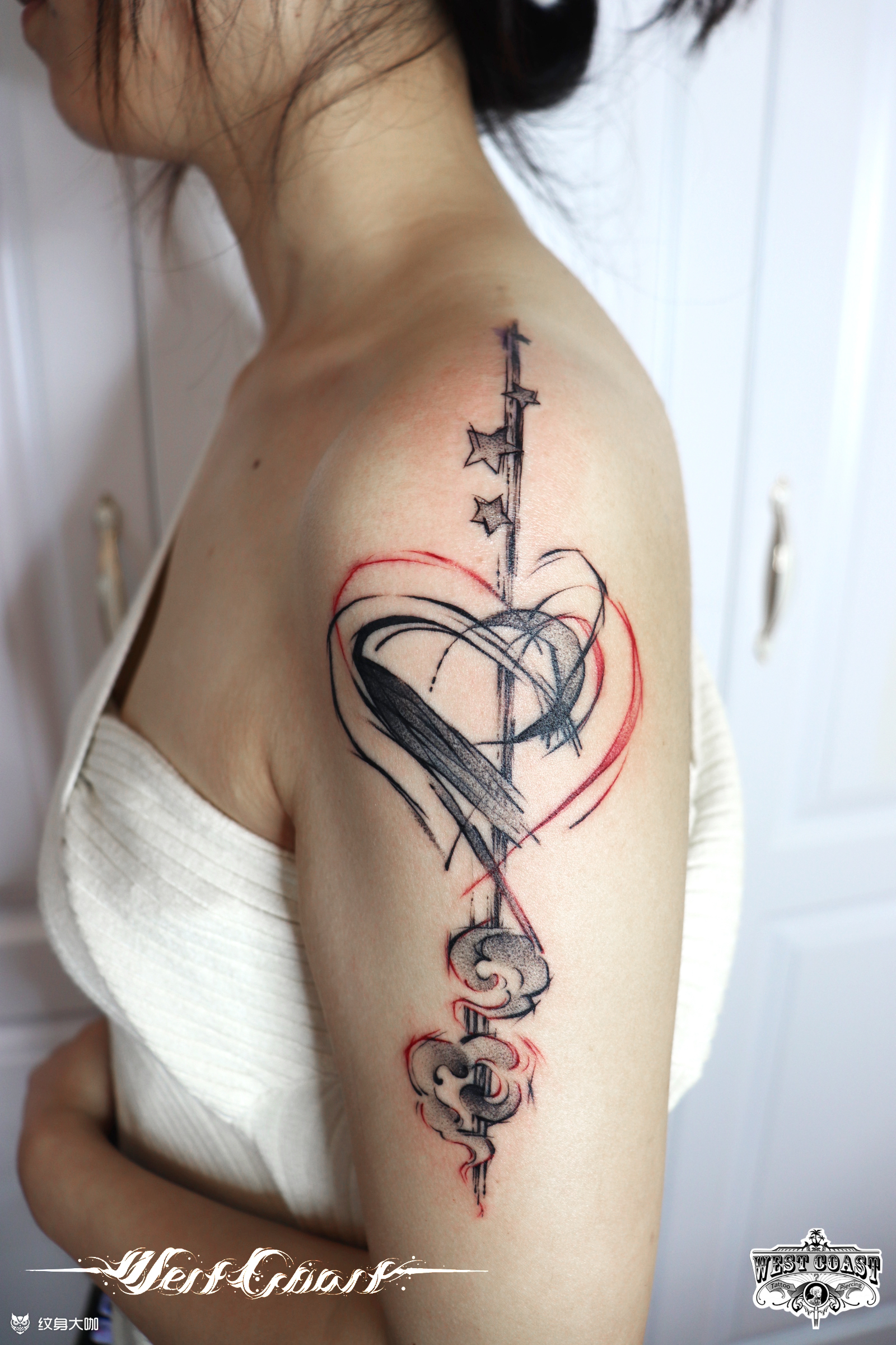 爱心云朵和星星_纹身图案手稿图片_琳妹的纹身作品集