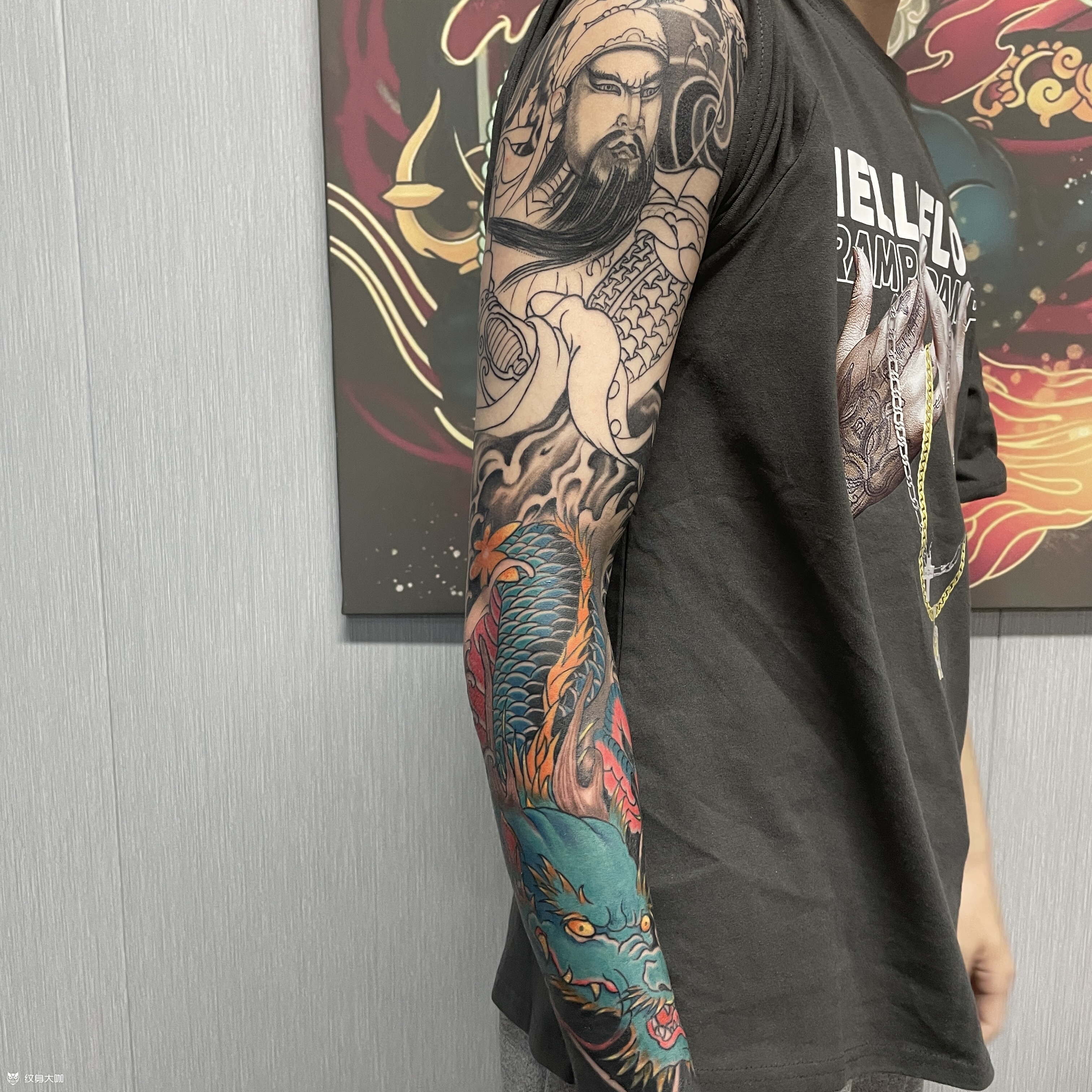 关公降龙_纹身图案手稿图片_黄凡的纹身作品集