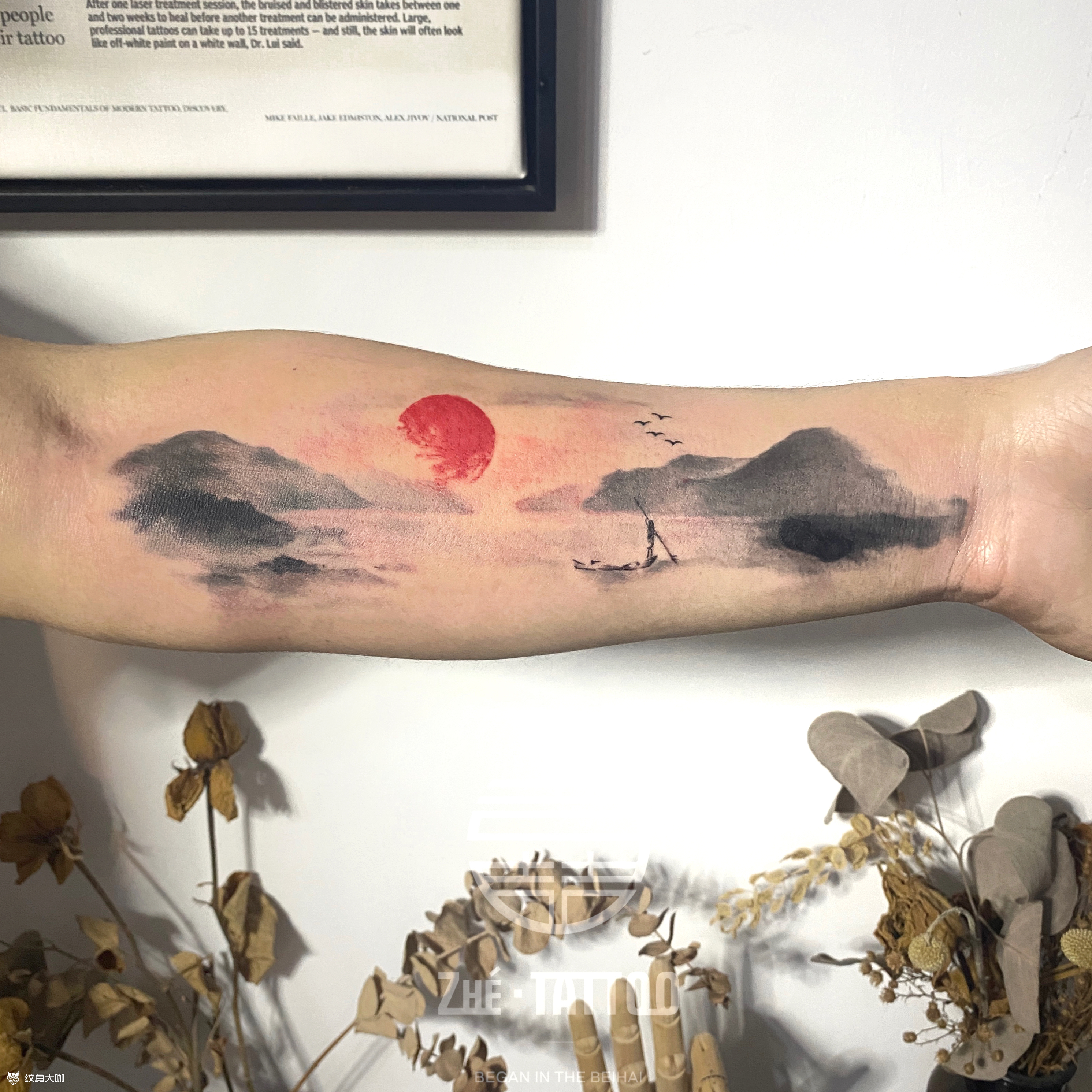 水墨山水_纹身图案手稿图片_小吉的纹身作品集