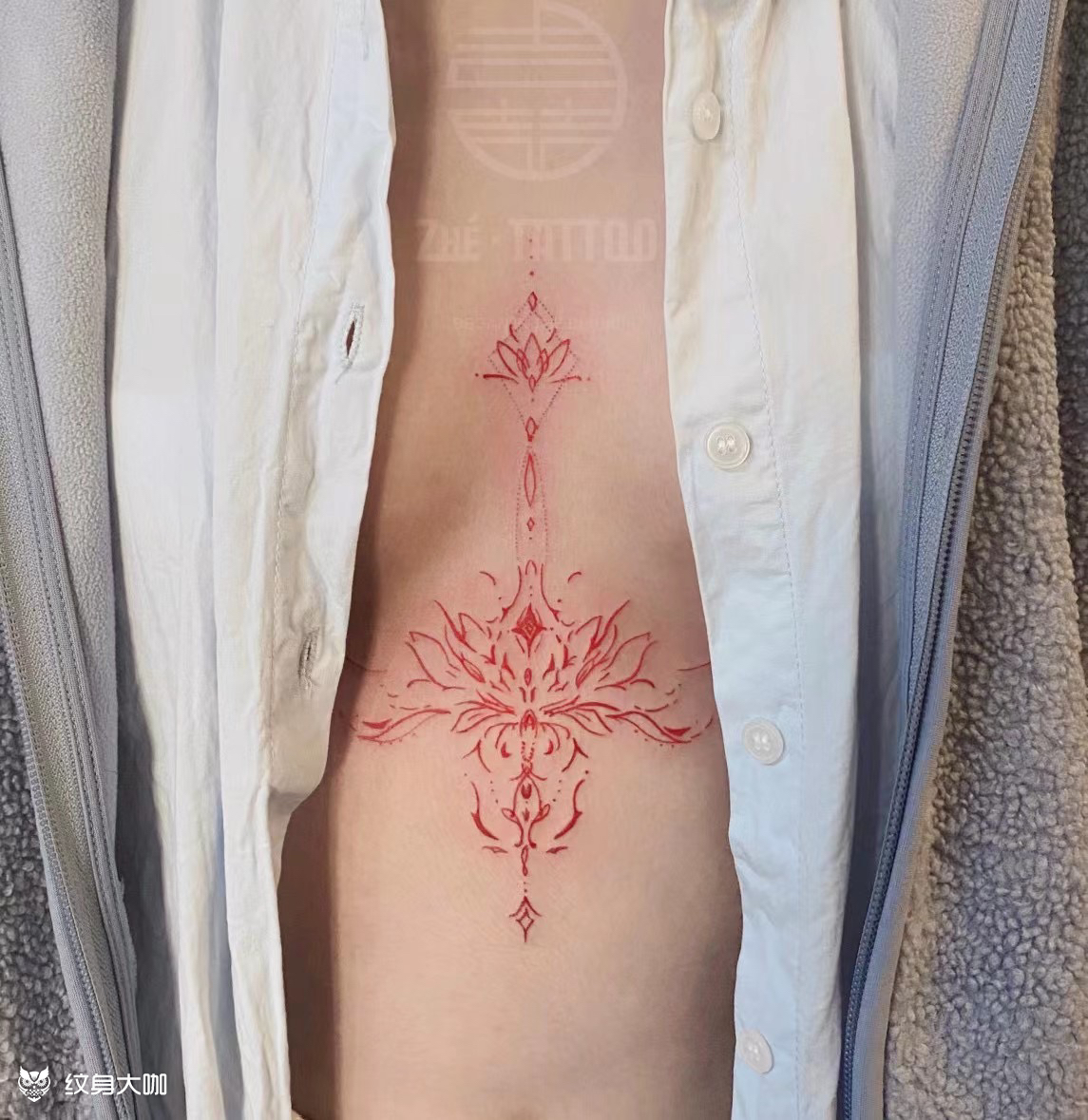 线条莲花_纹身图案手稿图片_小吉的纹身作品集