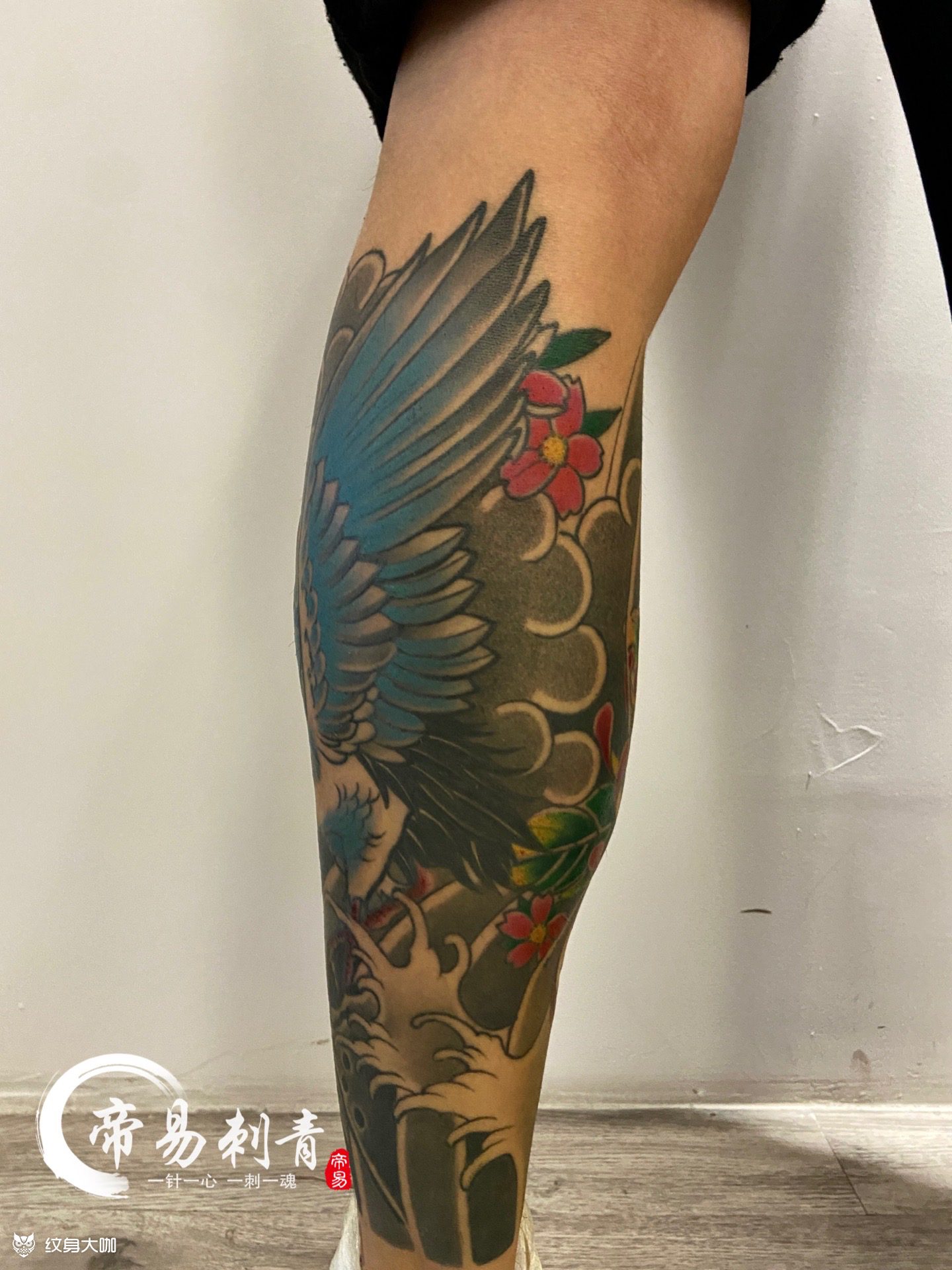 包小腿仙鹤_纹身图案手稿图片_帝易——琛的纹身作品集