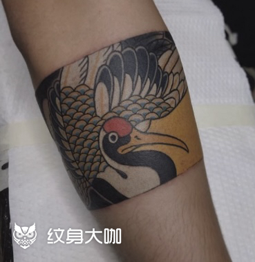 仙鹤臂环_纹身图案手稿图片_峰子的纹身作品集