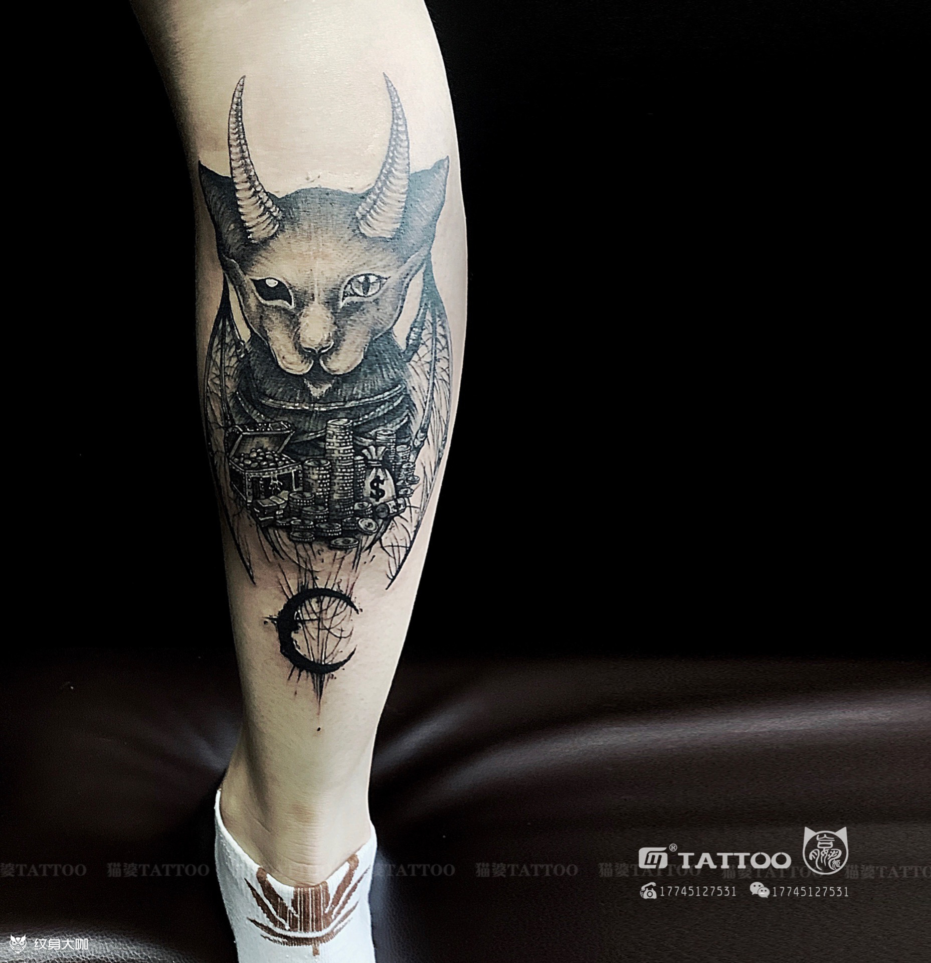 暗黑系-猫_纹身图案手稿图片_嬴姬carmen. q的纹身作品集