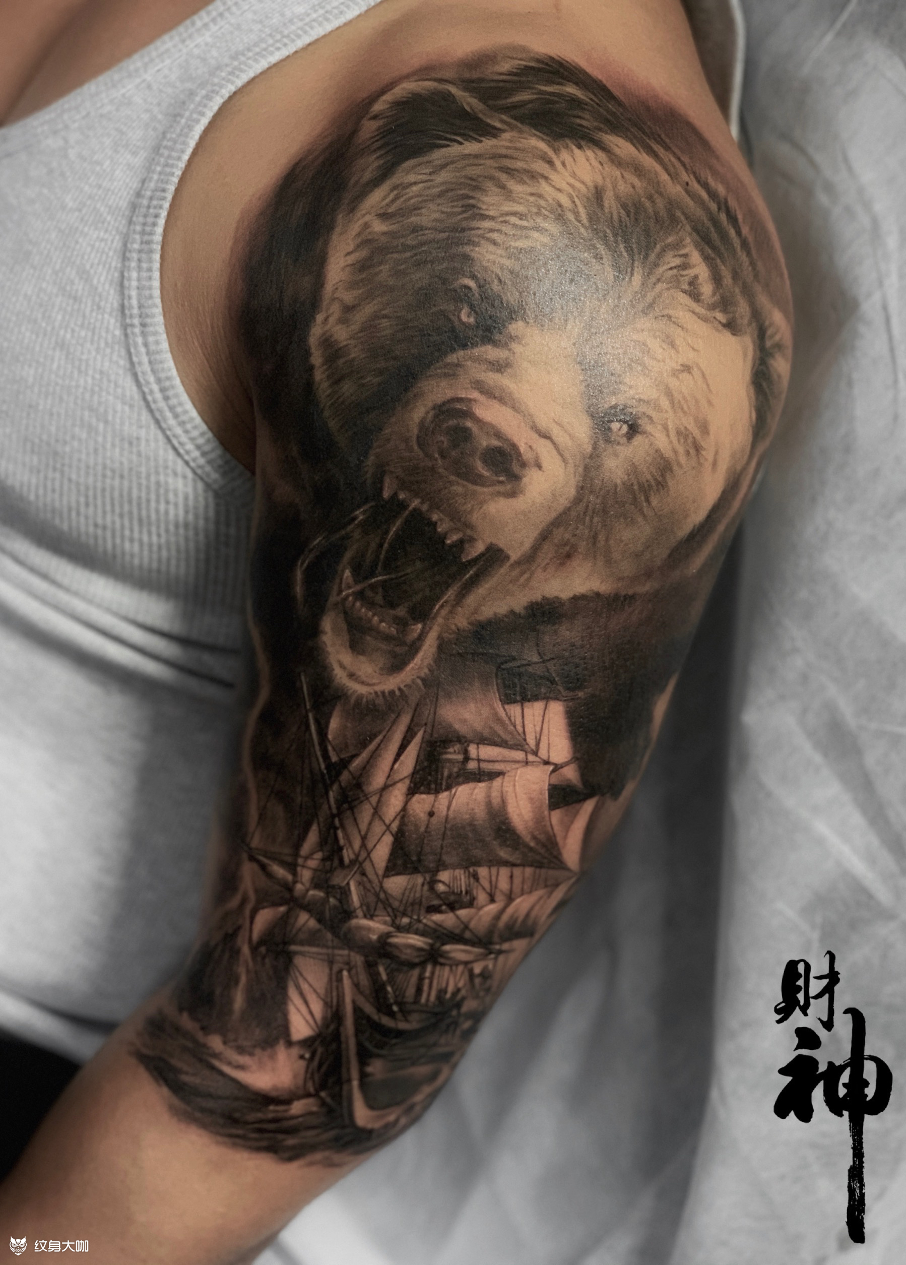 熊恢复后加_纹身图案手稿图片_海洋的纹身作品集