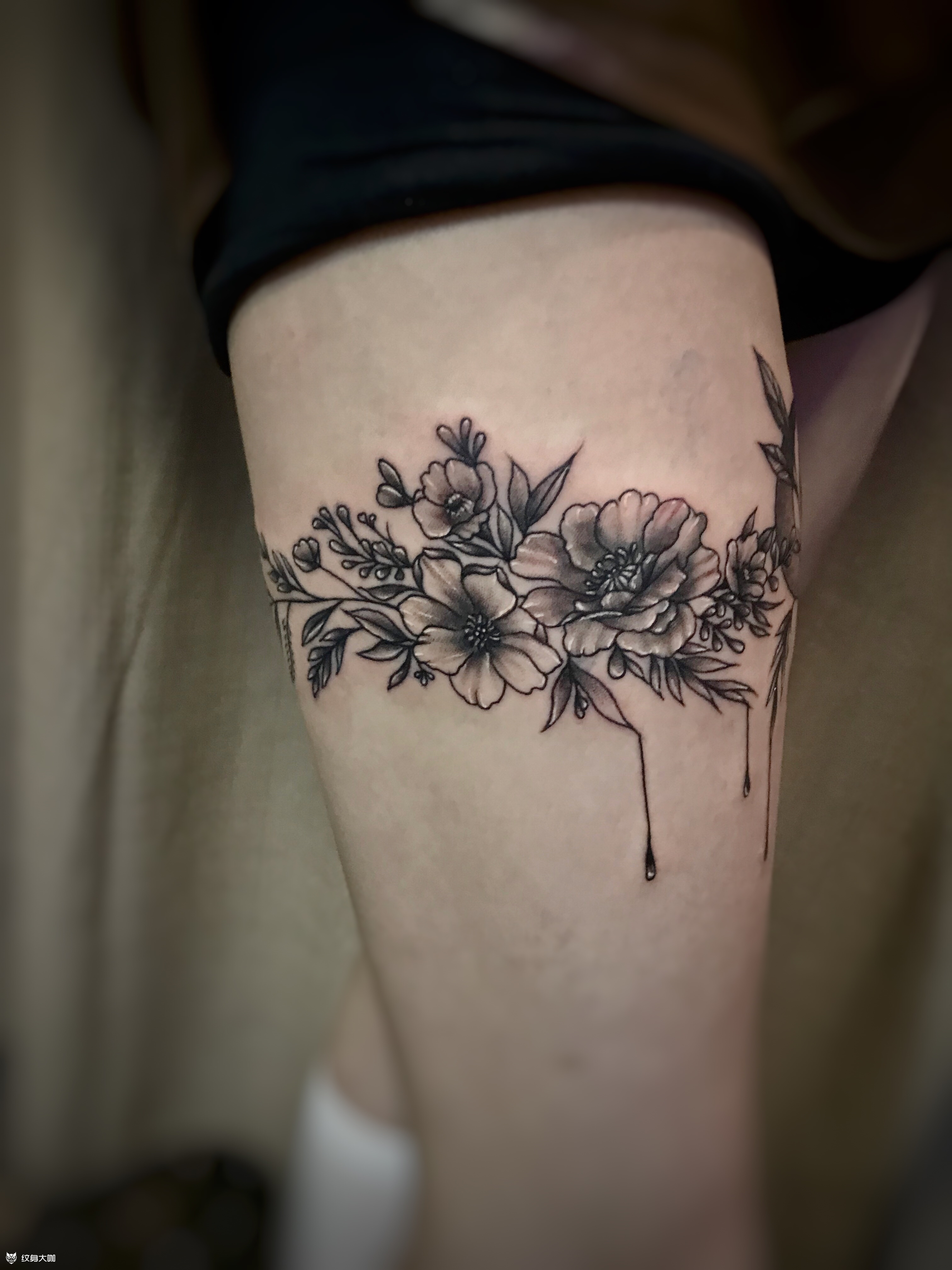 素花腿环_纹身吧社区 - 纹身大咖