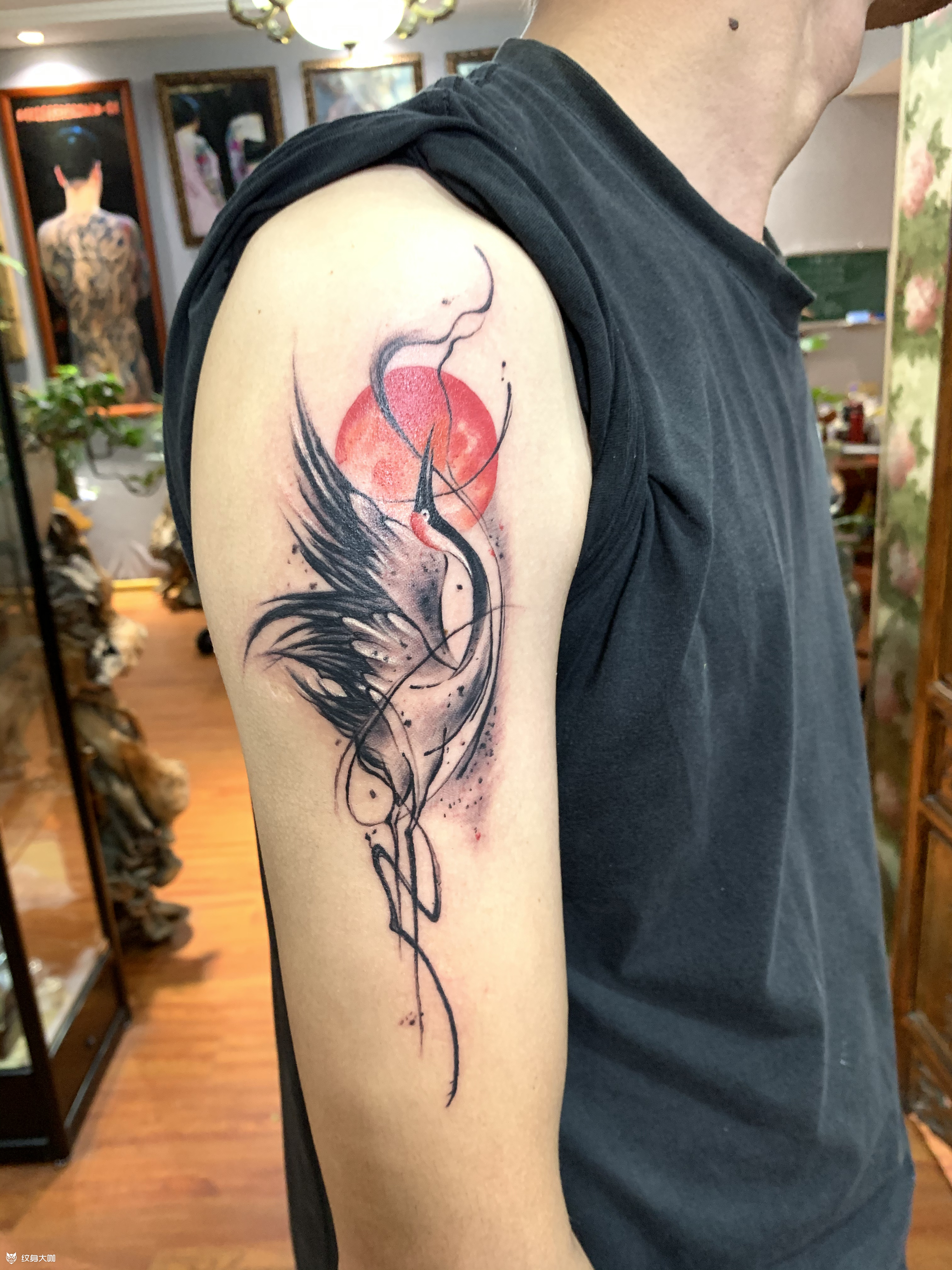仙鹤纹身寓意 中国风图片