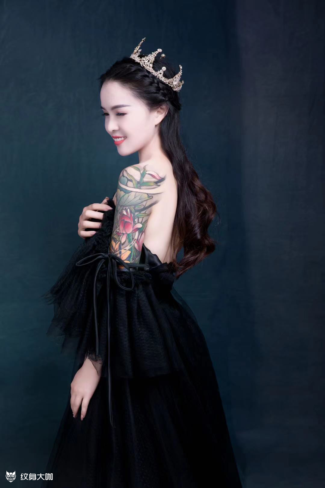 荷塘月色花臂_纹身图案手稿图片_张金全的纹身作品集
